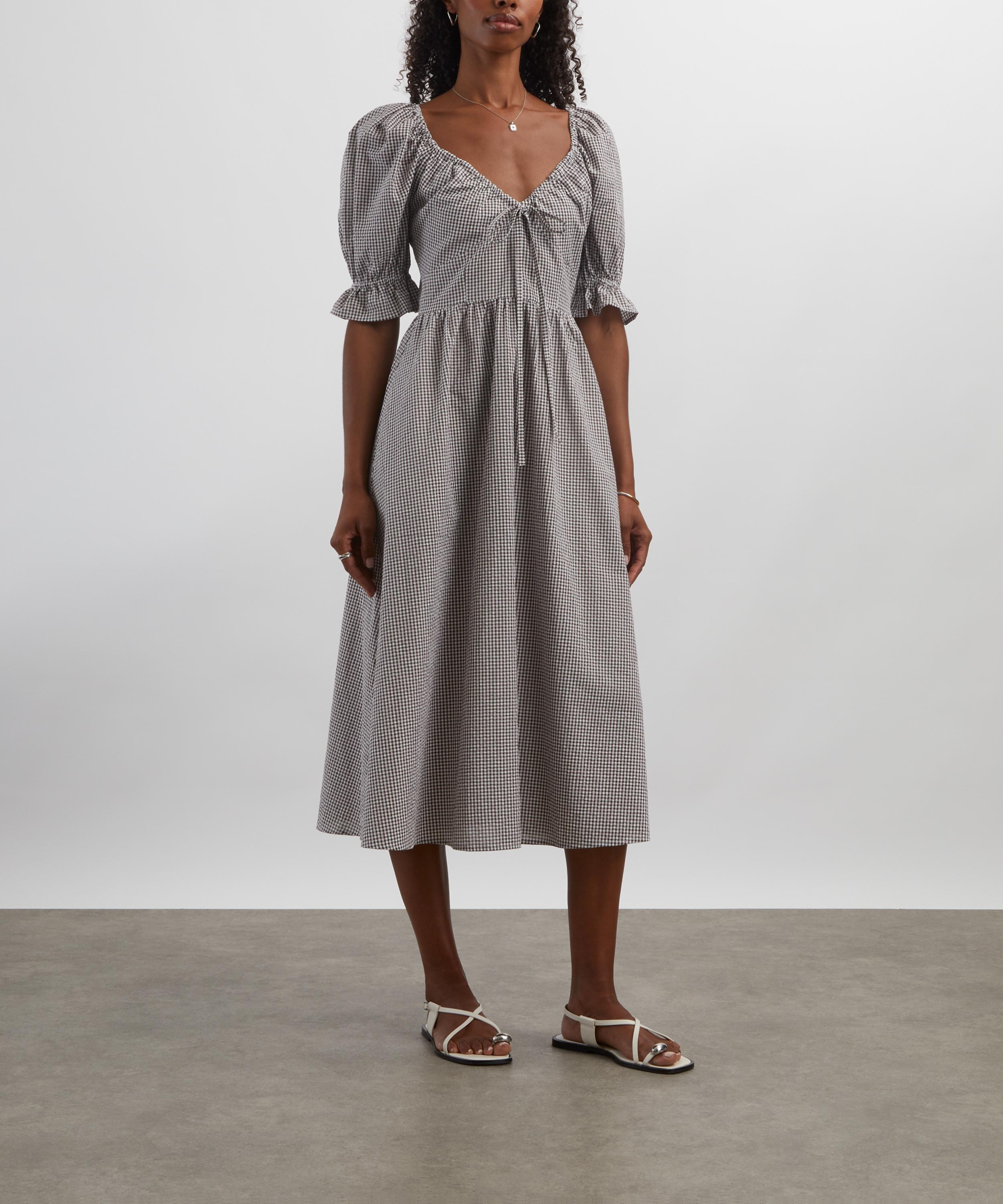 Hill House - Chocolate Gingham Ophelia Dress image number 2