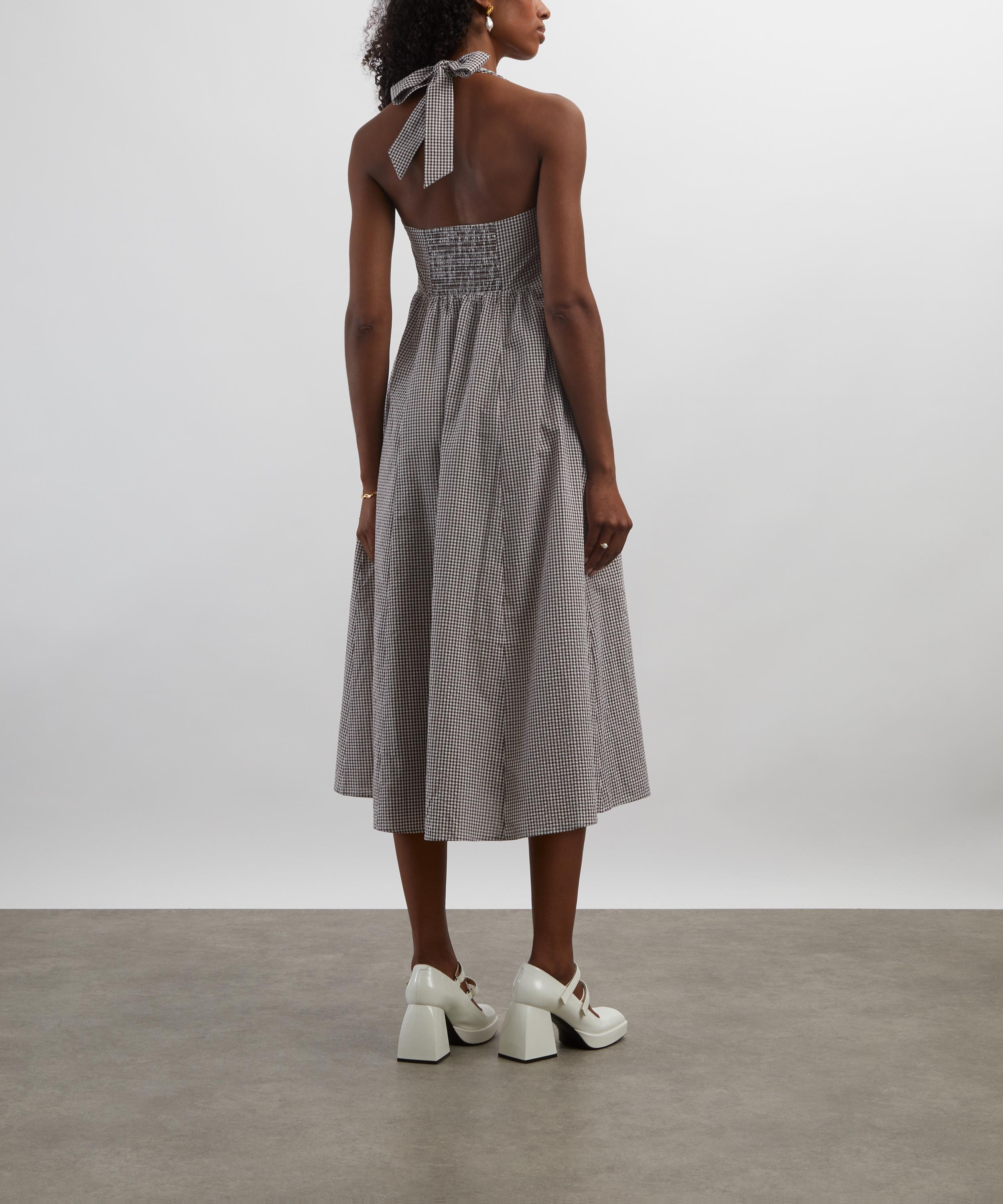 Hill House - Chocolate Gingham Fleur Midi Dress image number 3