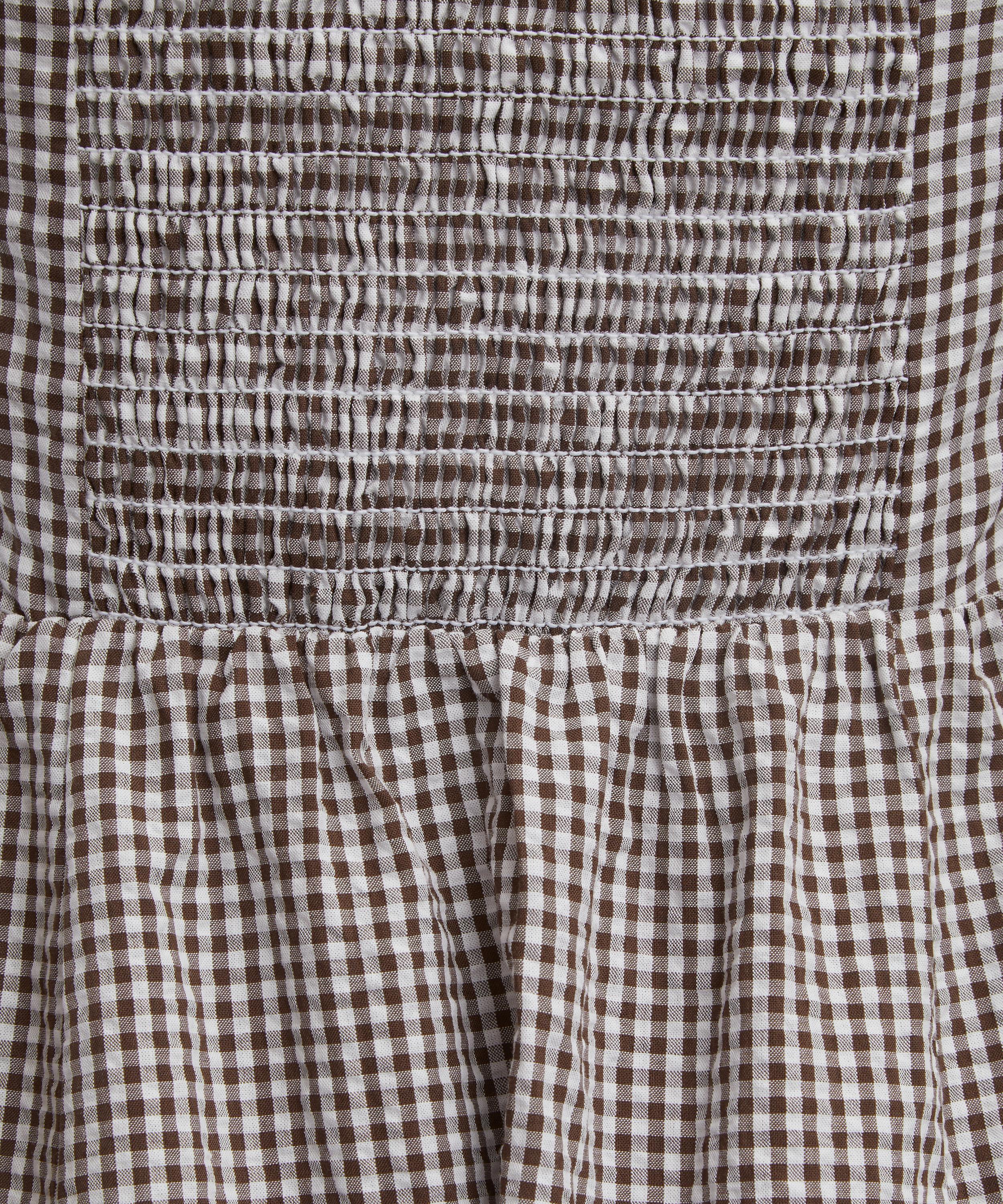 Hill House - Chocolate Gingham Fleur Midi Dress image number 4