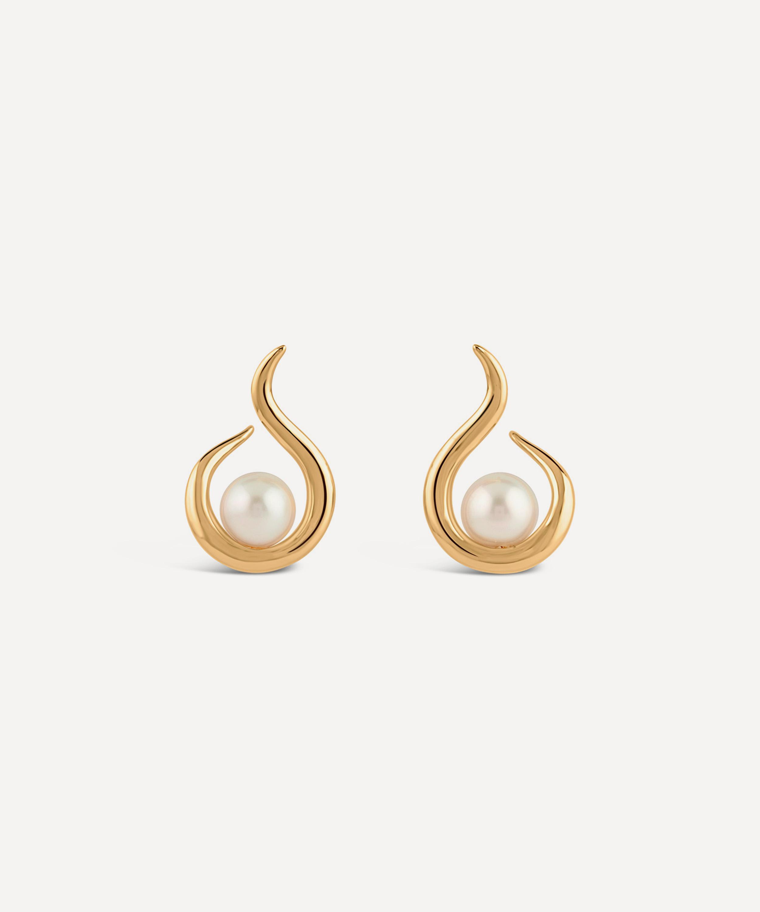 Dinny Hall - 22ct Gold-Plated Vermeil Silver Toro Pearl Twist Stud Earrings image number 0