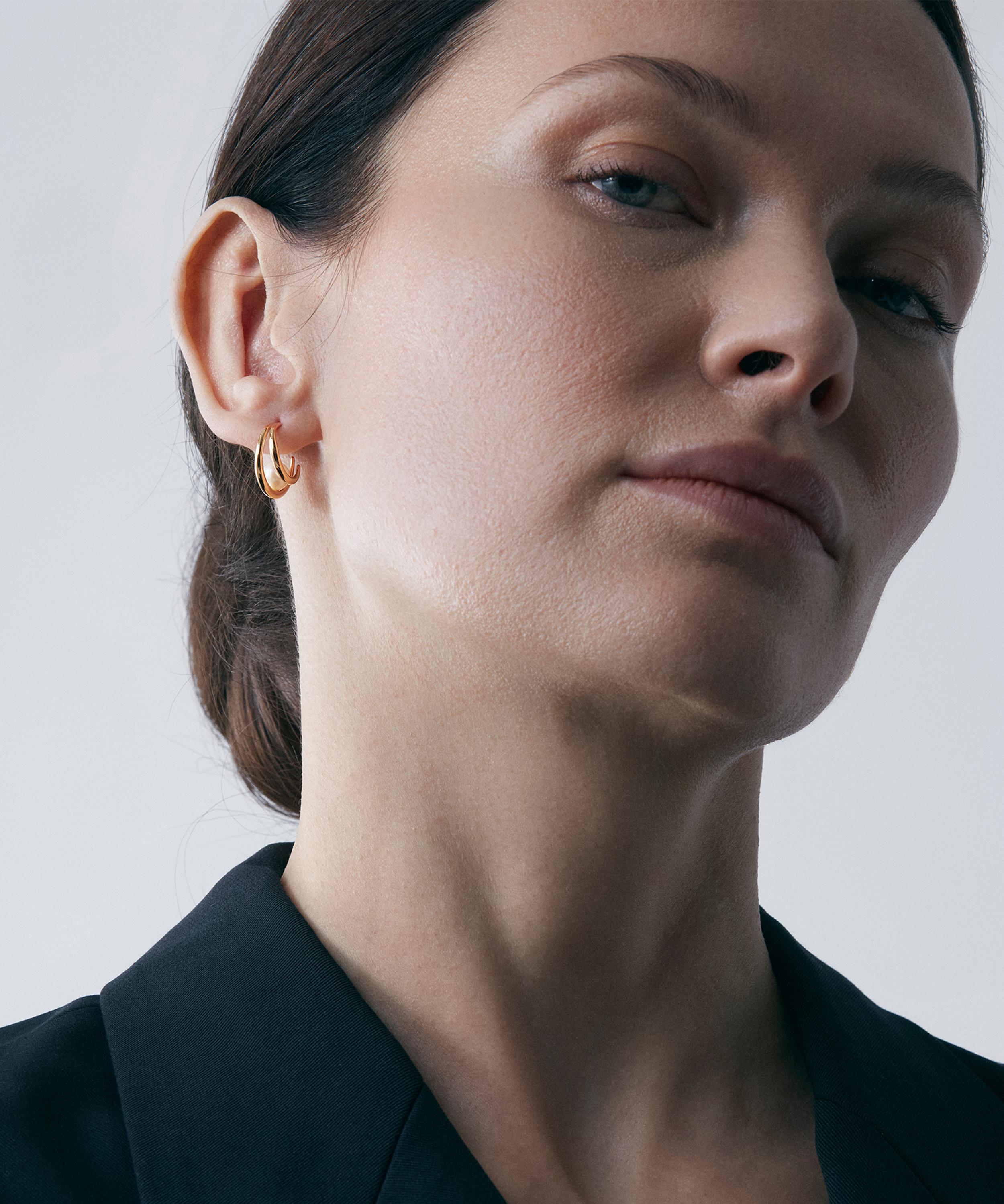 Dinny Hall - 22ct Gold-Plated Vermeil Silver Toro Pearl Double Hoop Earrings image number 1