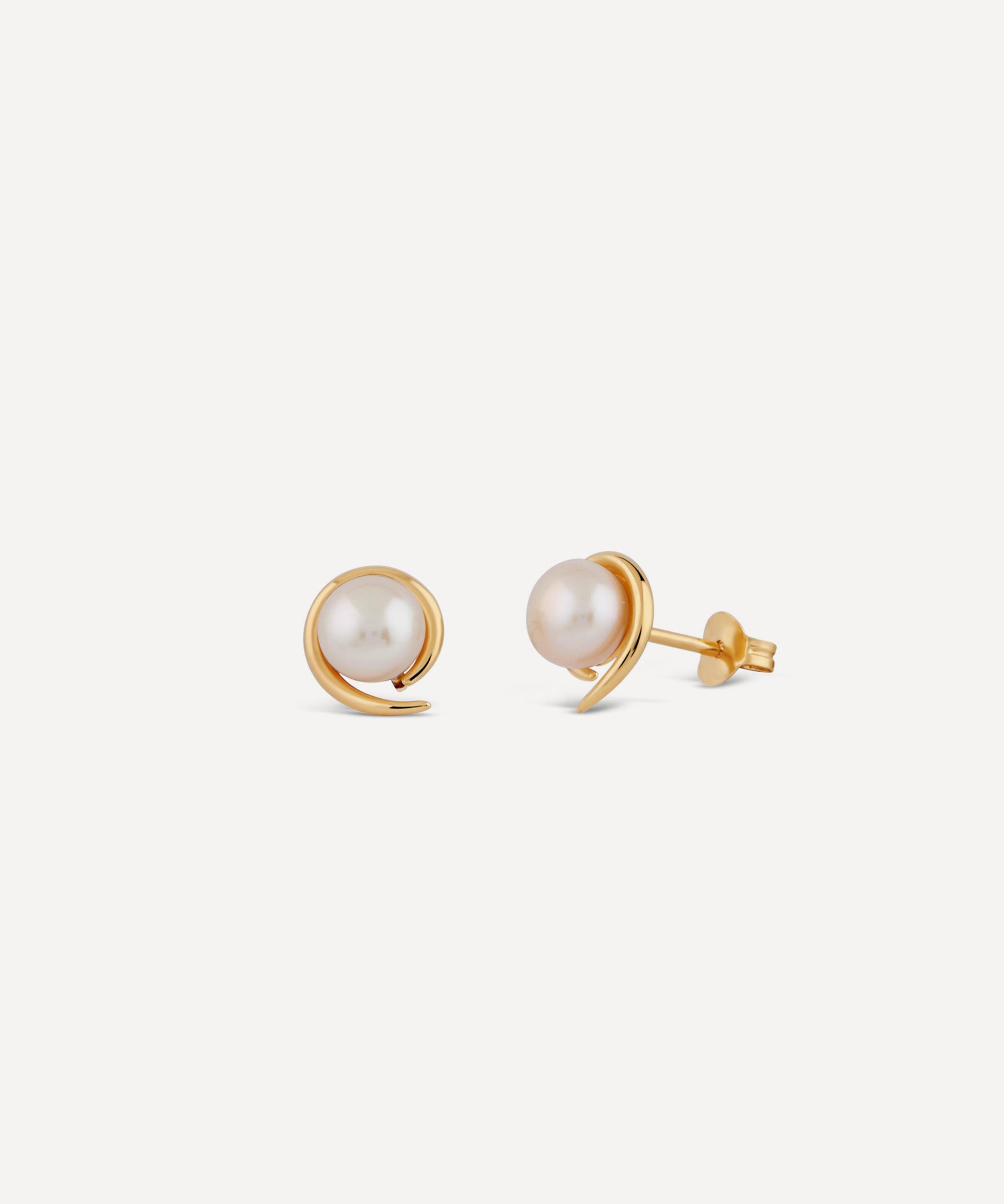 Dinny Hall - 22ct Gold-Plated Vermeil Silver Toro Pearl Stud Earrings image number 2