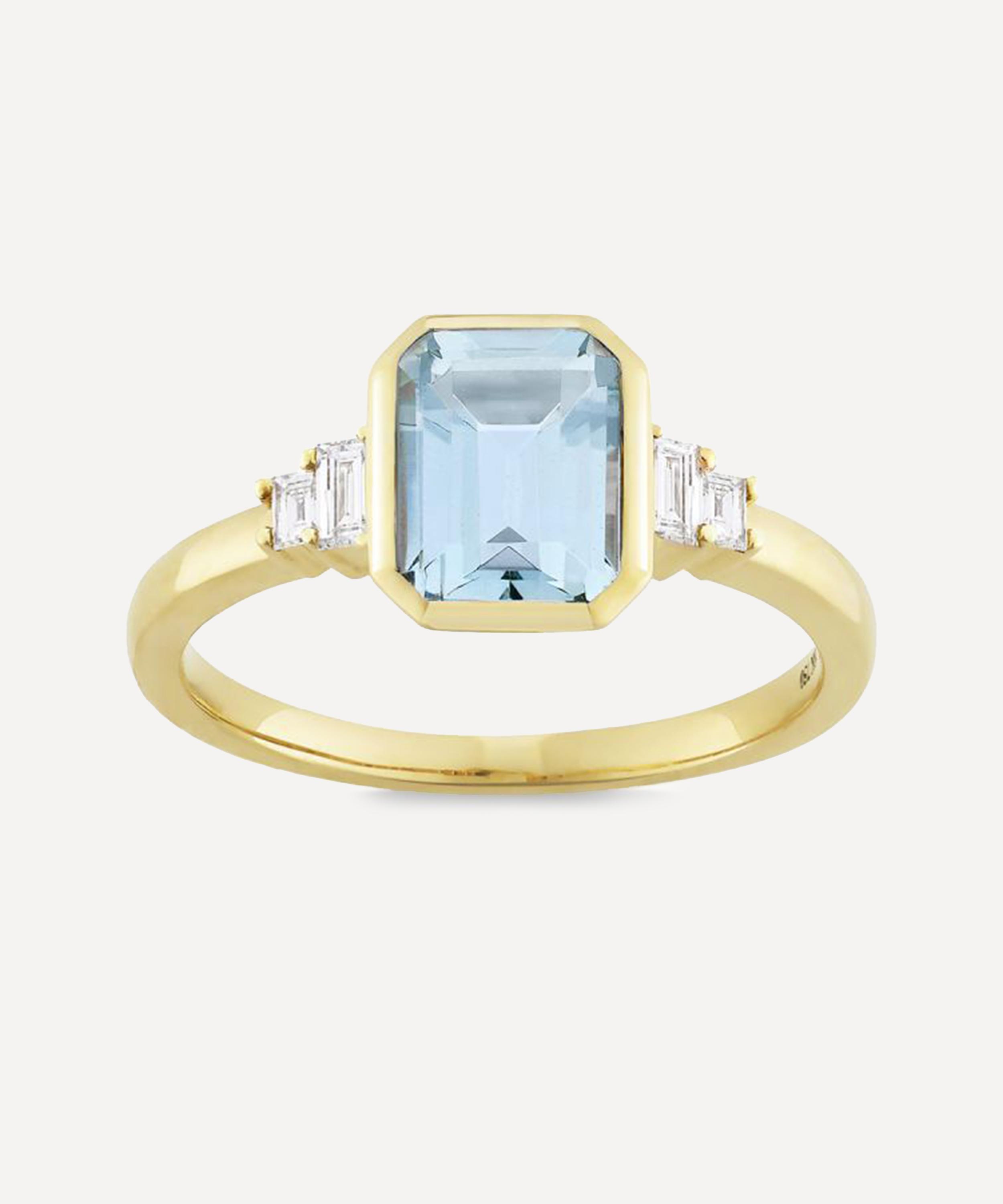 Dinny Hall - 18ct Gold Mila Aquamarine and Diamond Ring image number 0