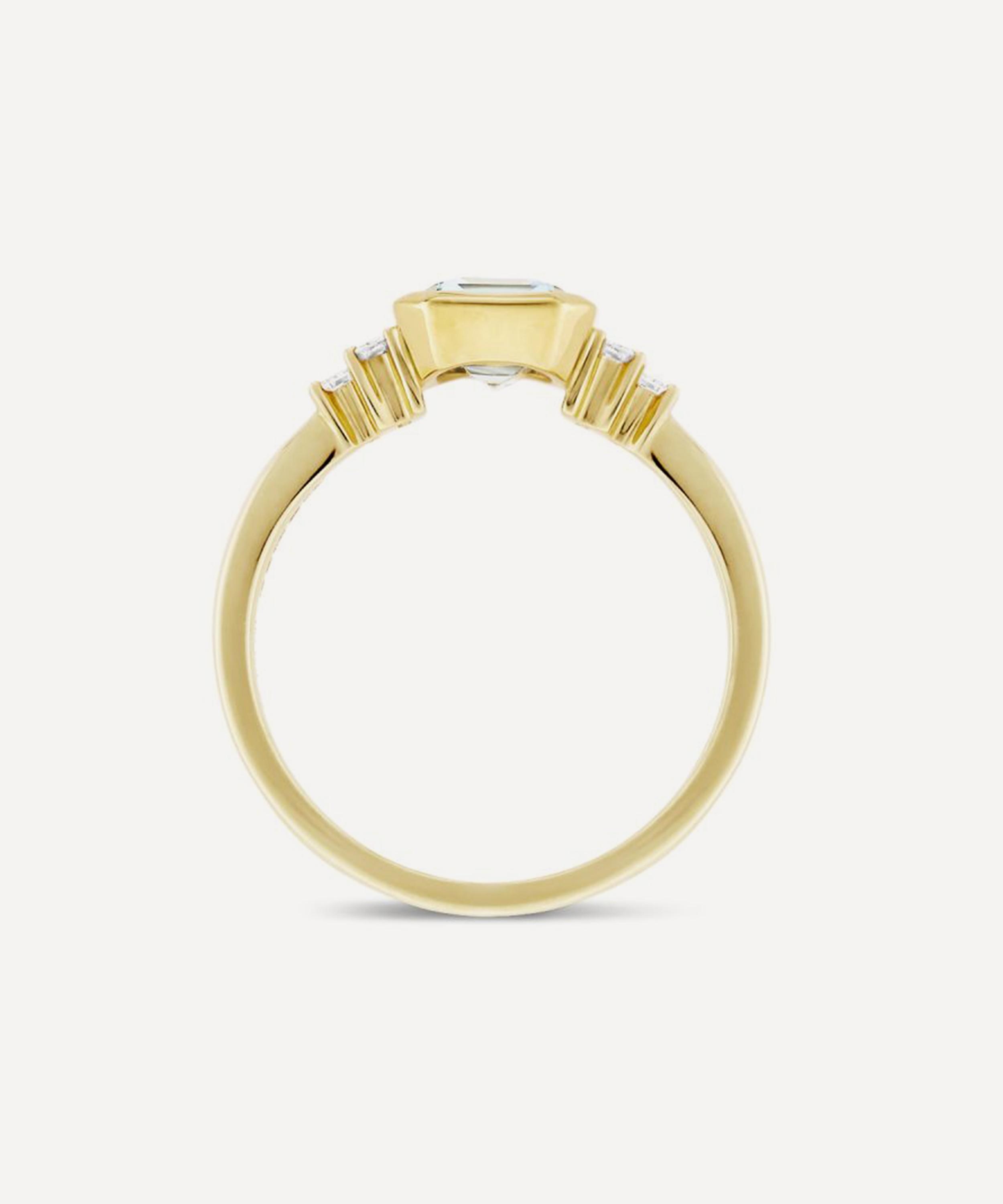 Dinny Hall - 18ct Gold Mila Aquamarine and Diamond Ring image number 2