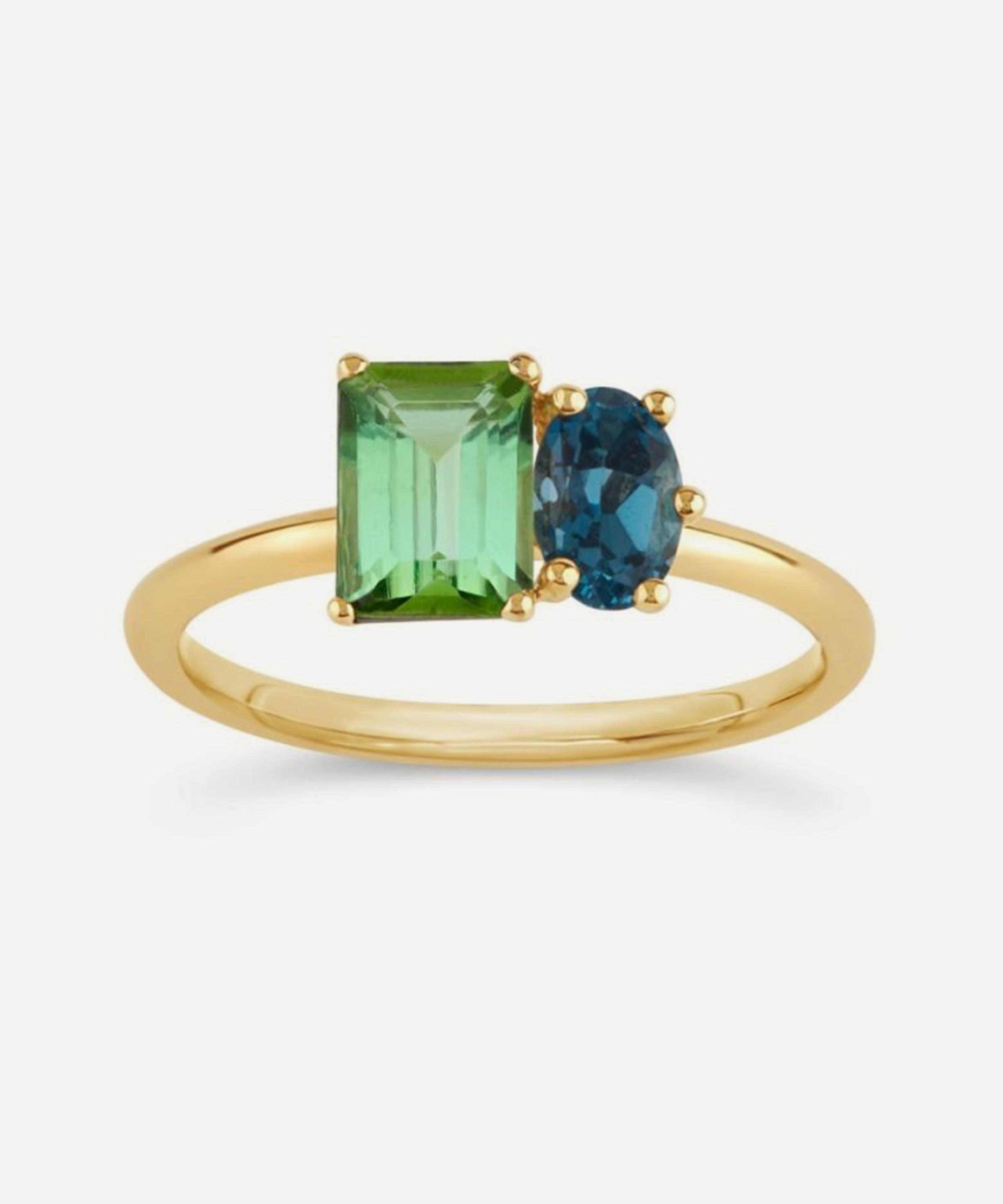 Dinny Hall - 14ct Gold Toi and Moi Tourmaline and Topaz Ring