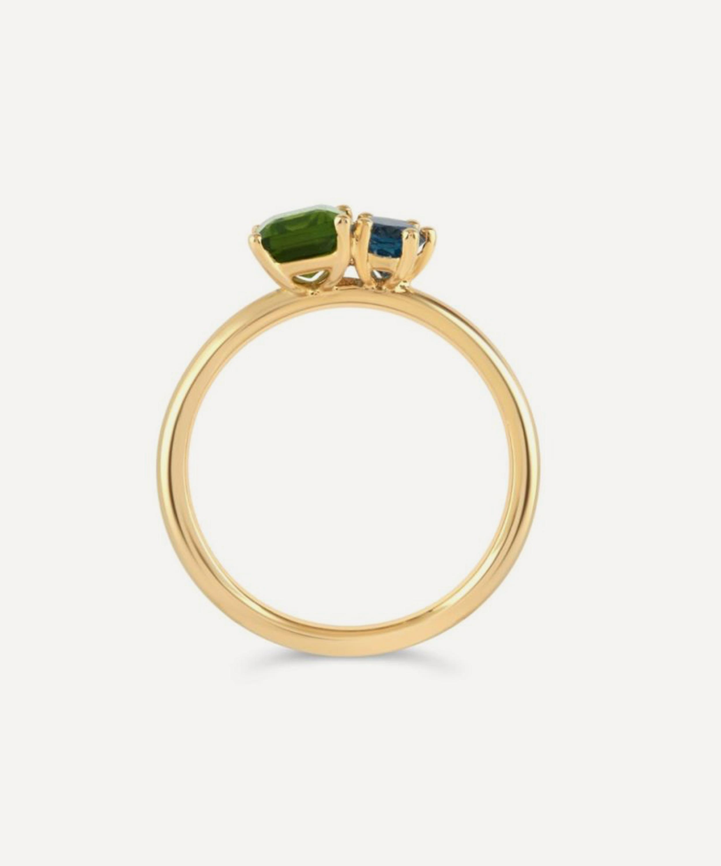 Dinny Hall - 14ct Gold Toi and Moi Tourmaline and Topaz Ring image number 2