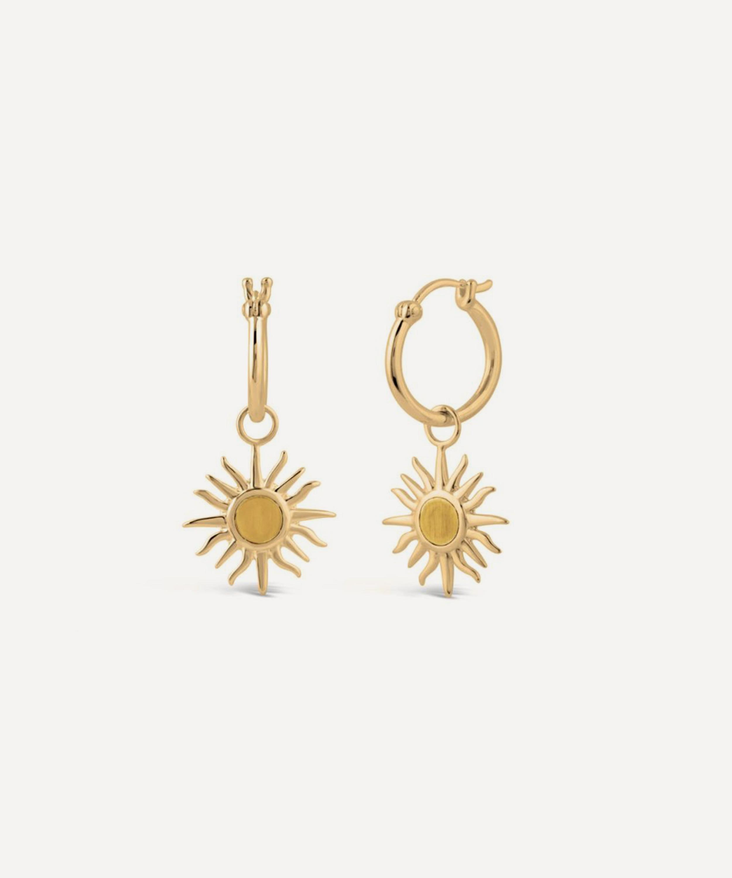Dinny Hall - 22ct Gold-Plated Vermeil Silver My World Small Sun Drop Hoop Earrings