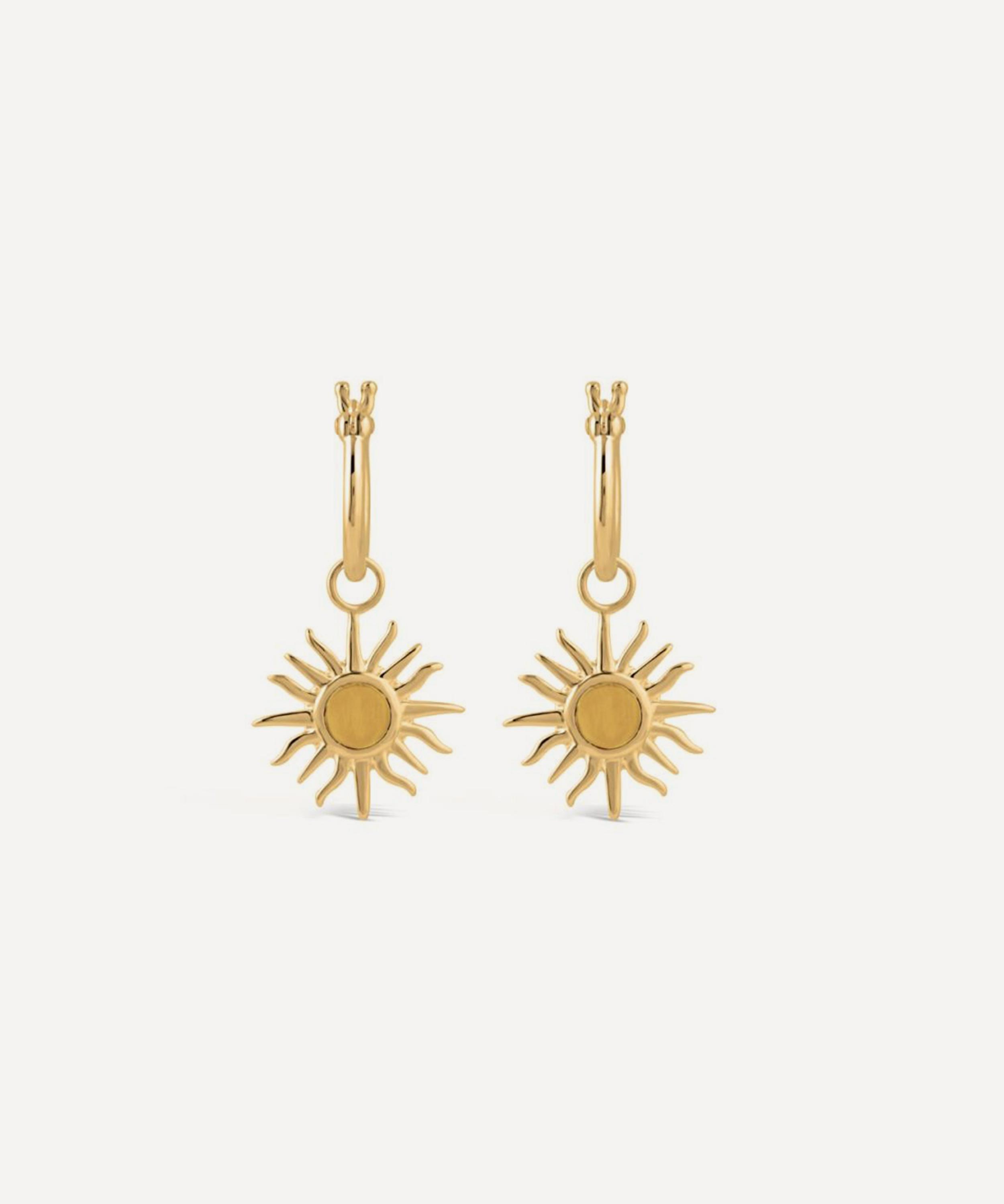 Dinny Hall - 22ct Gold-Plated Vermeil Silver My World Small Sun Drop Hoop Earrings image number 2