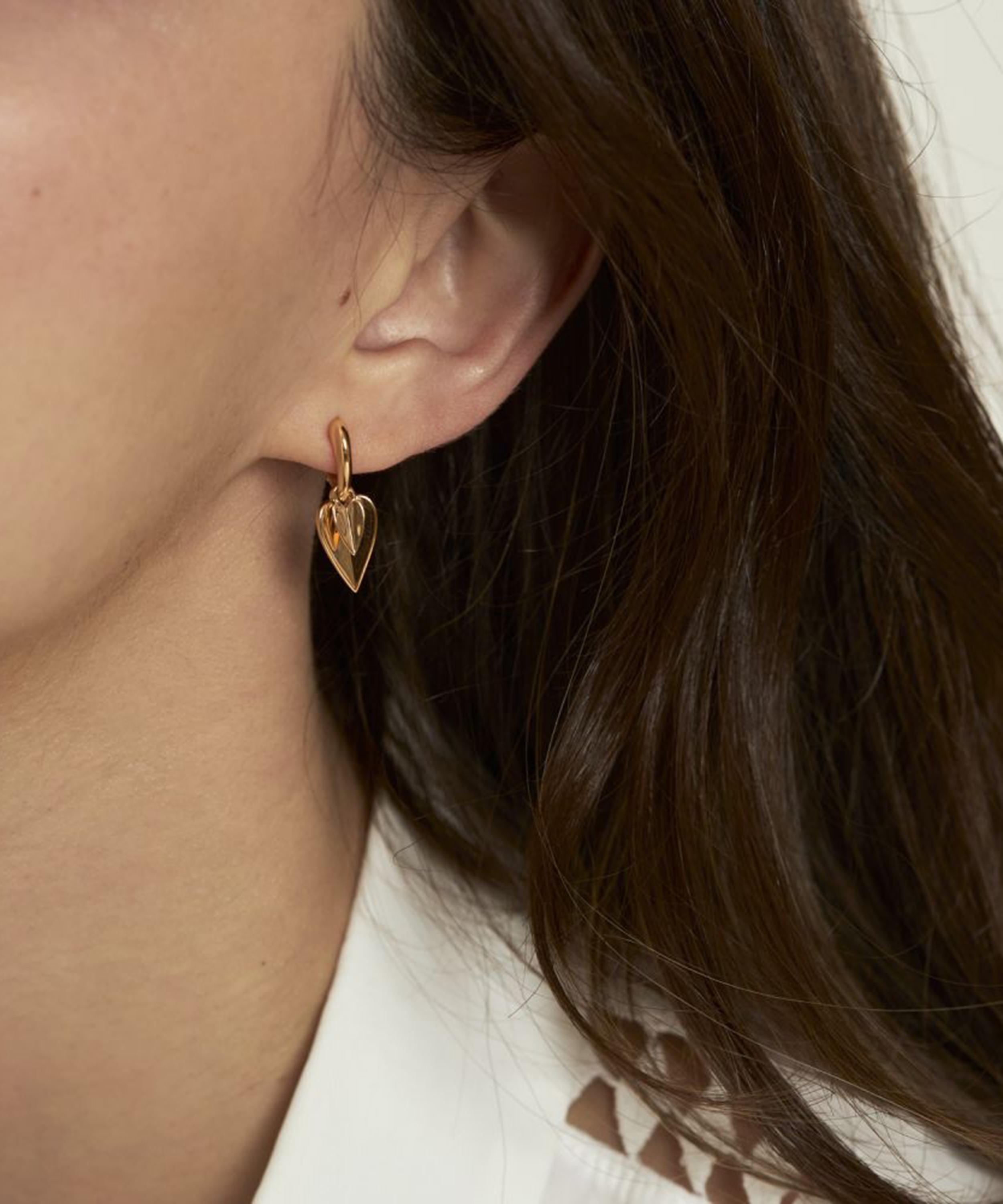 Dinny Hall - 22ct Gold-Plated Vermeil Silver Folded Heart Duo Drop Earrings image number 1