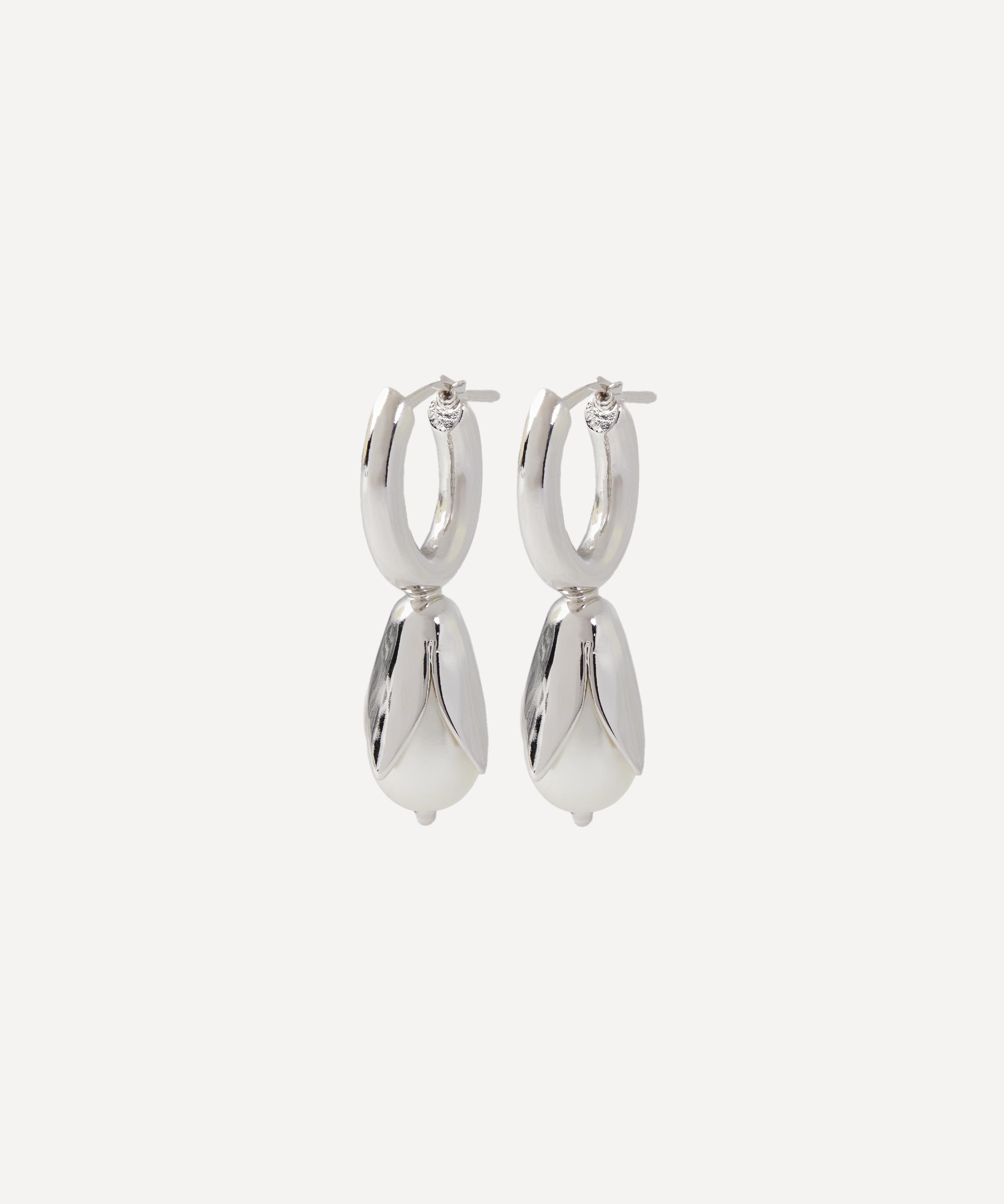 Simone Rocha - Encased Pearl Flower Drop Hoop Earrings