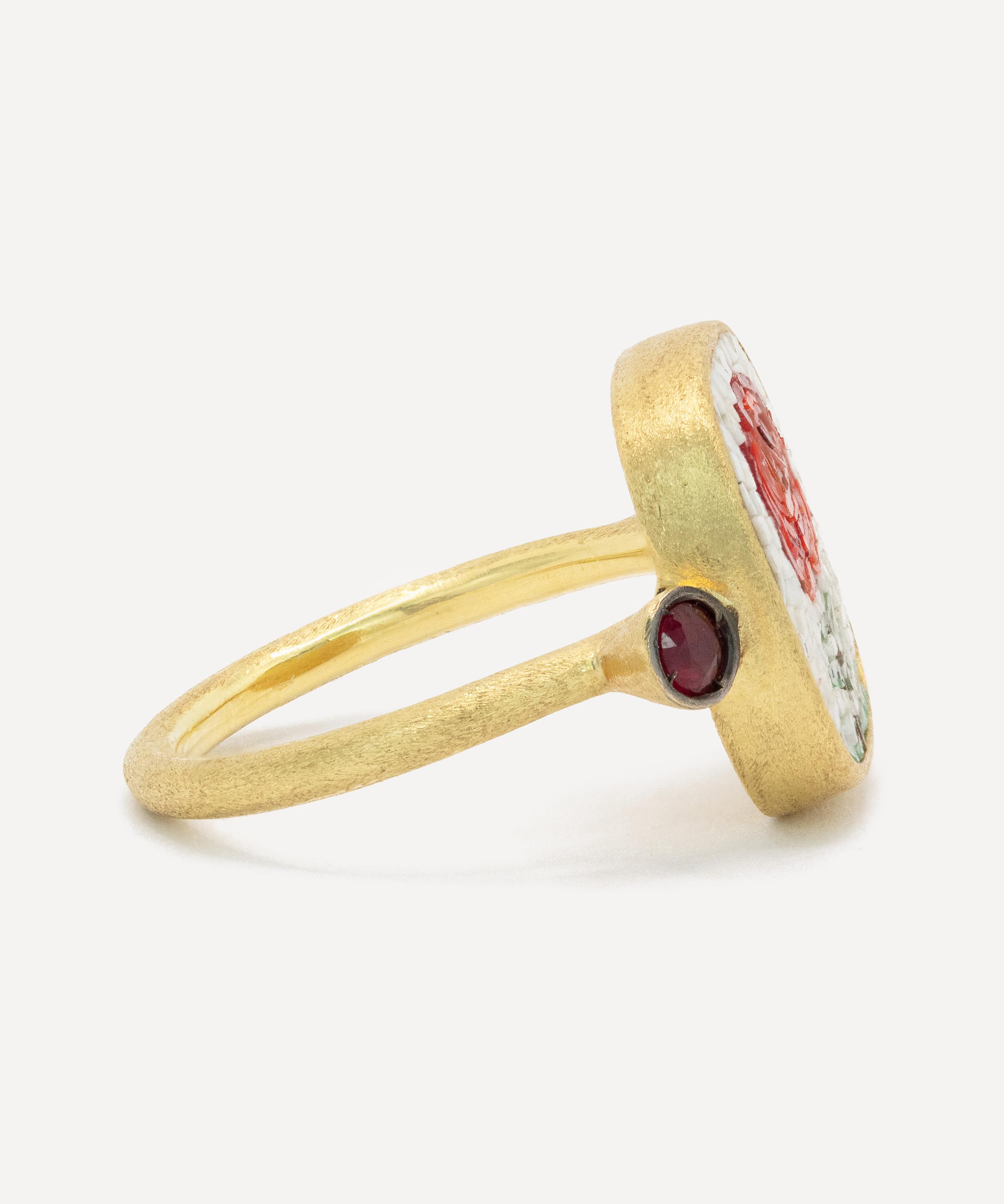 Kojis - 18ct Gold Micro Mosaic Rose and Ruby Ring image number 2
