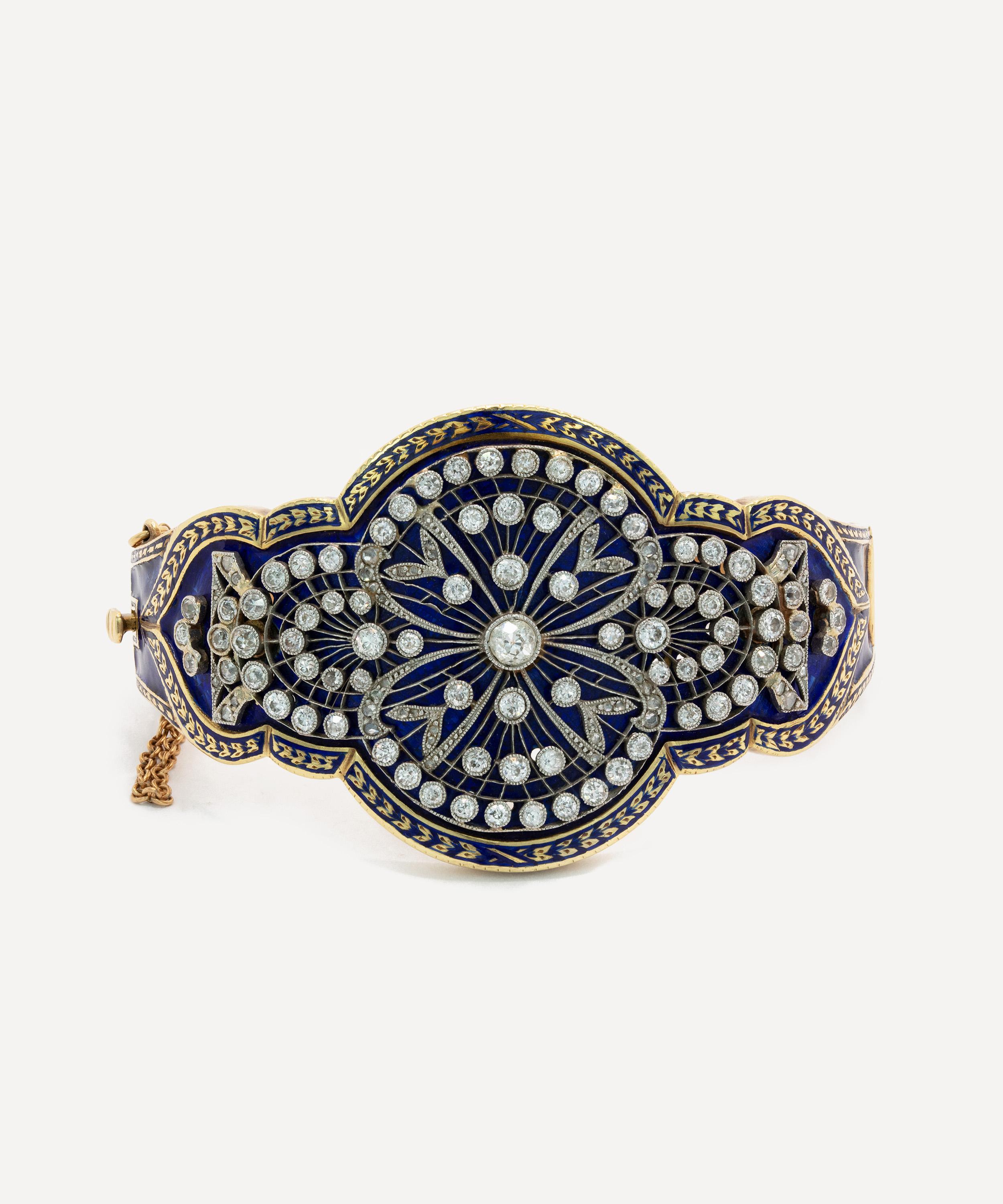 Kojis - 14ct Gold Antique Enamel and Diamond Bangle Bracelet image number 0