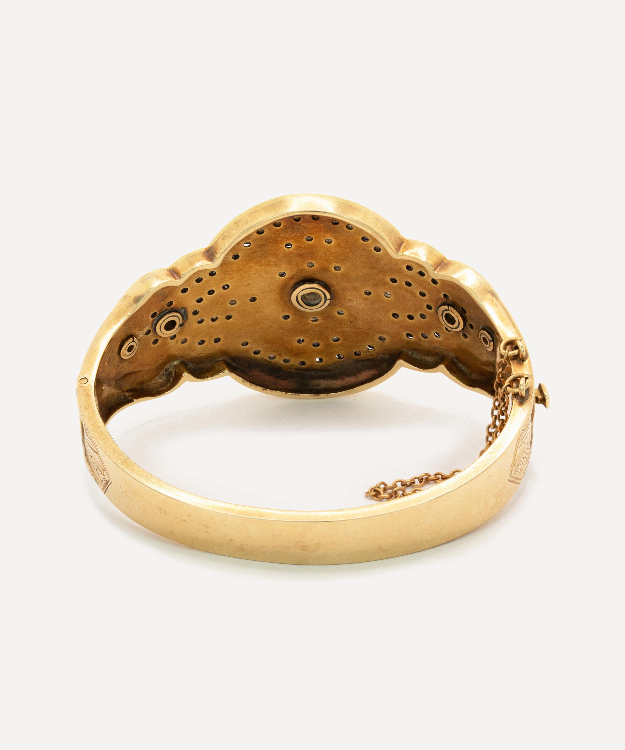 Kojis - 14ct Gold Antique Enamel and Diamond Bangle Bracelet image number 3