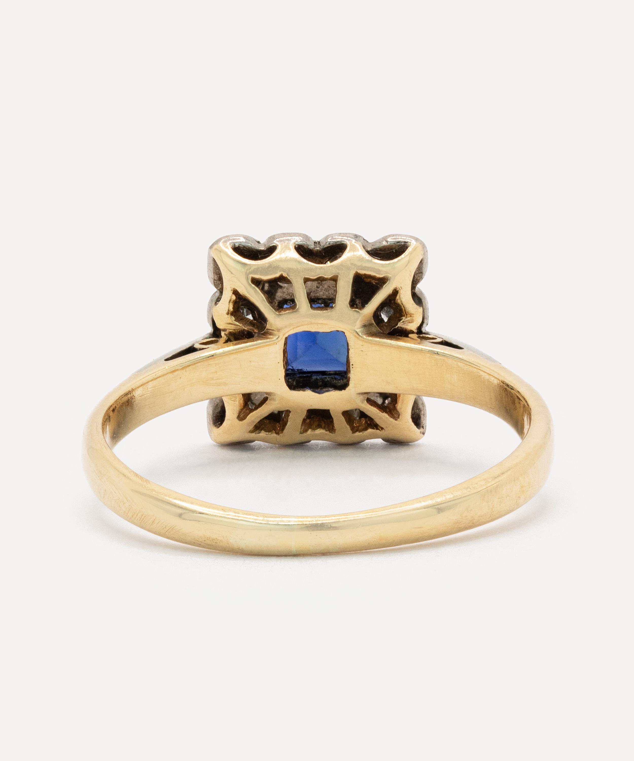Kojis - 18ct Gold Art Deco Sapphire and Diamond Ring image number 3