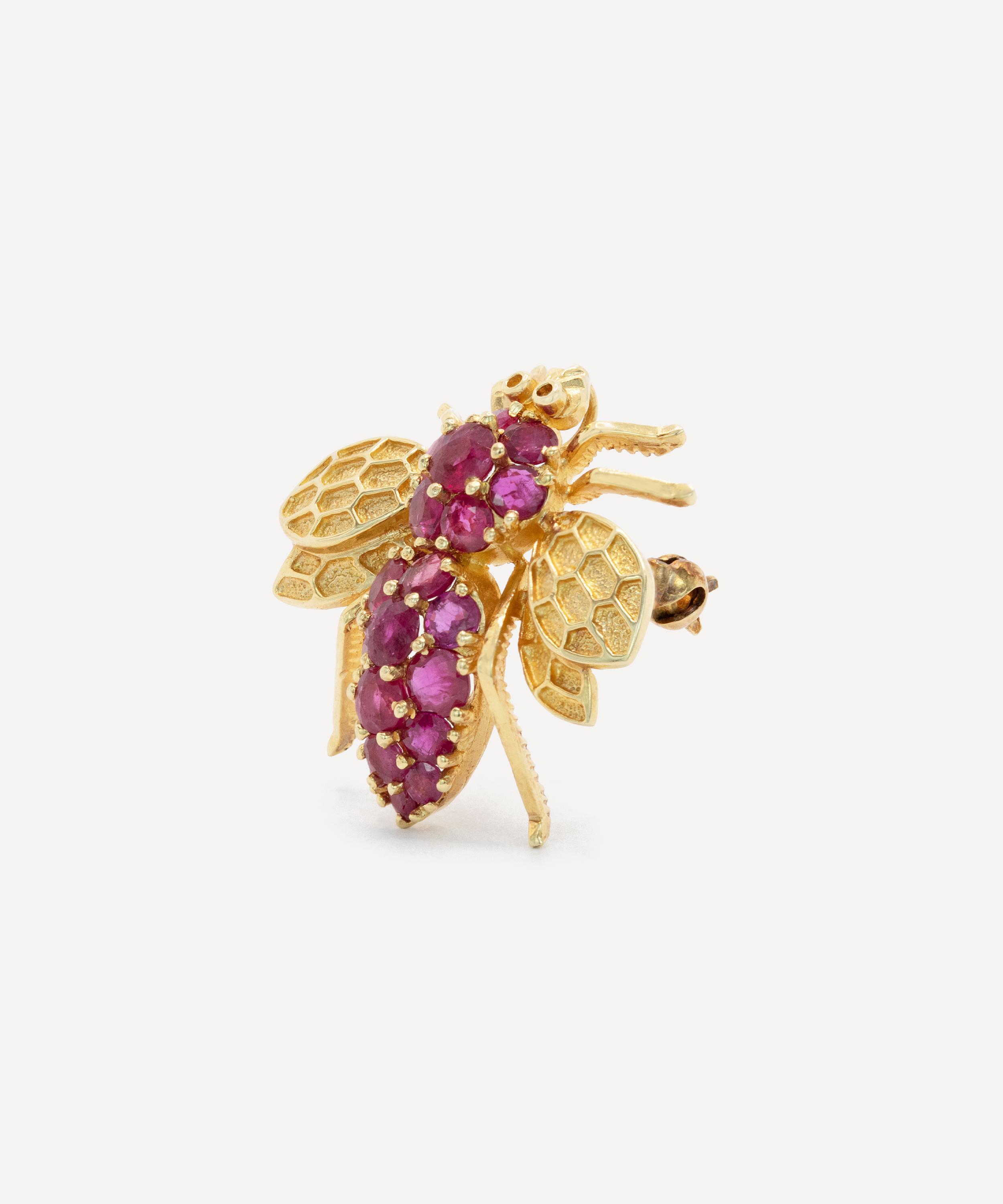 Kojis - 14ct Gold Ruby Bee Brooch image number 1