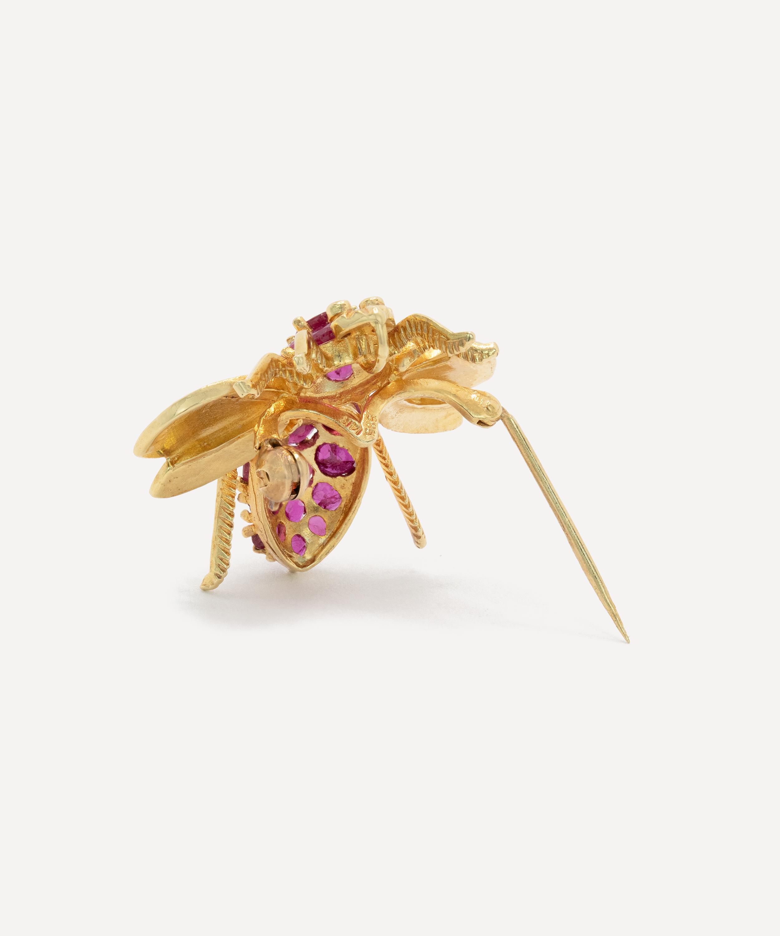 Kojis - 14ct Gold Ruby Bee Brooch image number 2