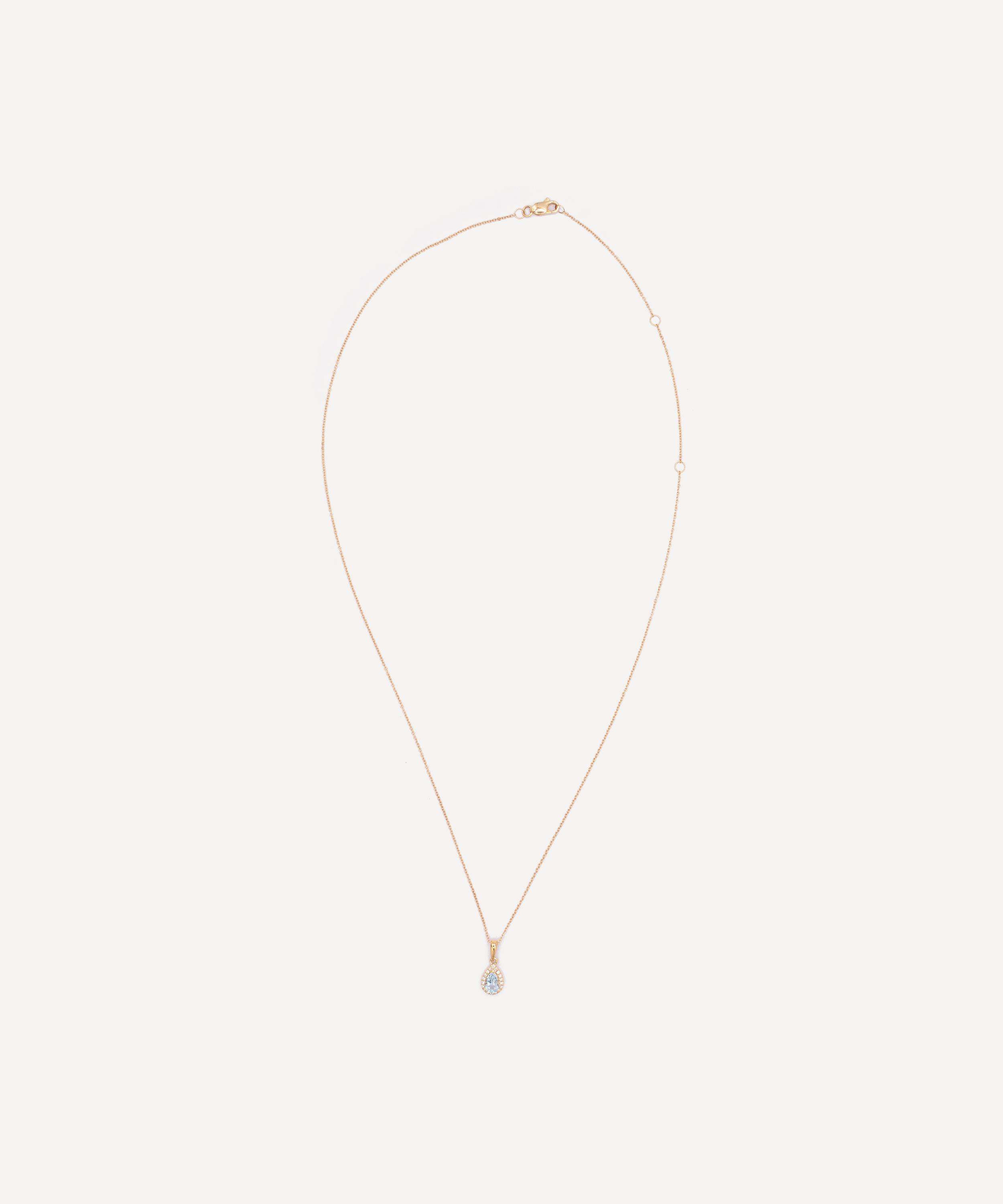 Kojis - 18ct Gold Aquamarine and Diamond Pendant Necklace image number 1