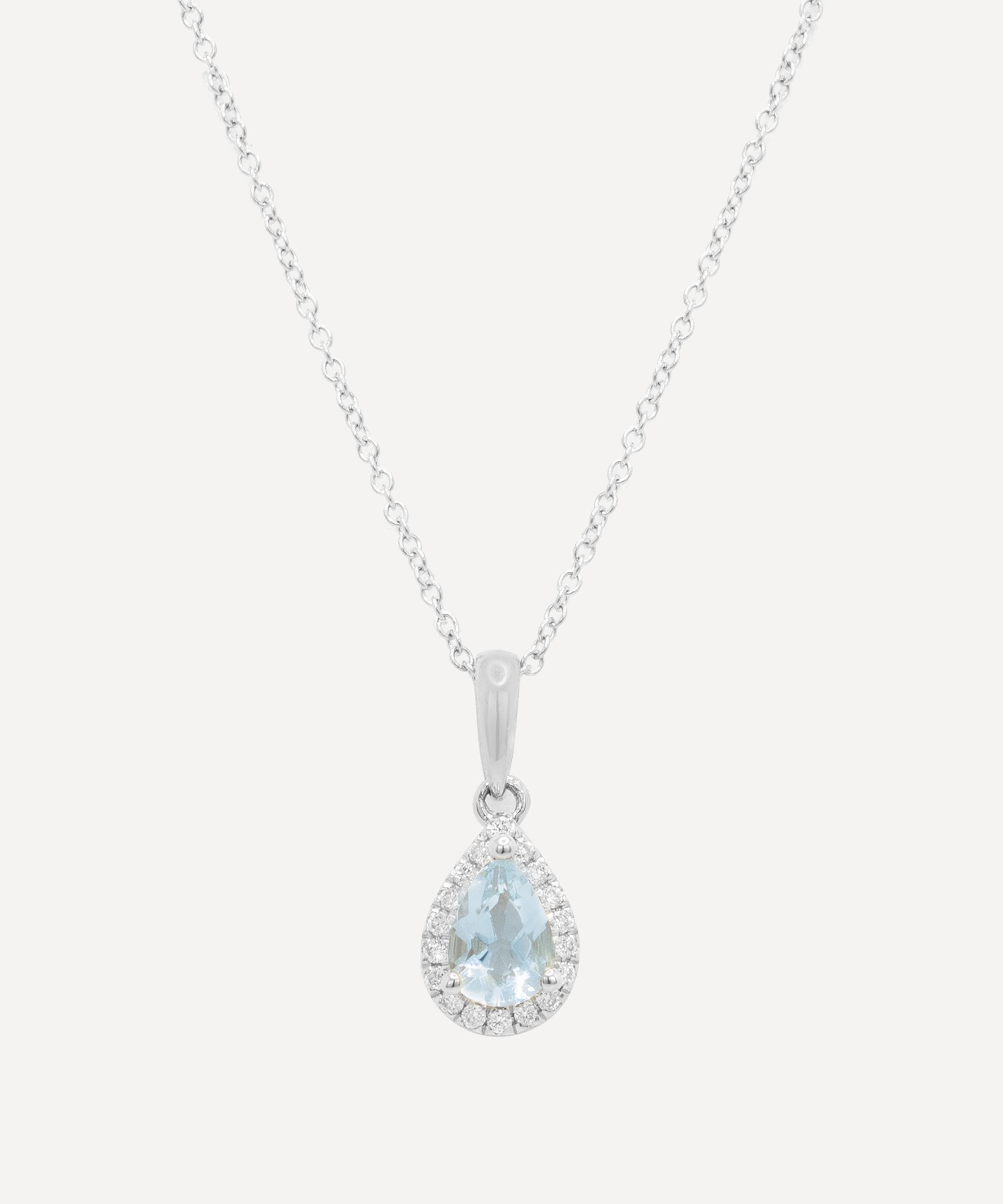Kojis - 18ct White Gold Aquamarine and Diamond Pendant Necklace image number 0