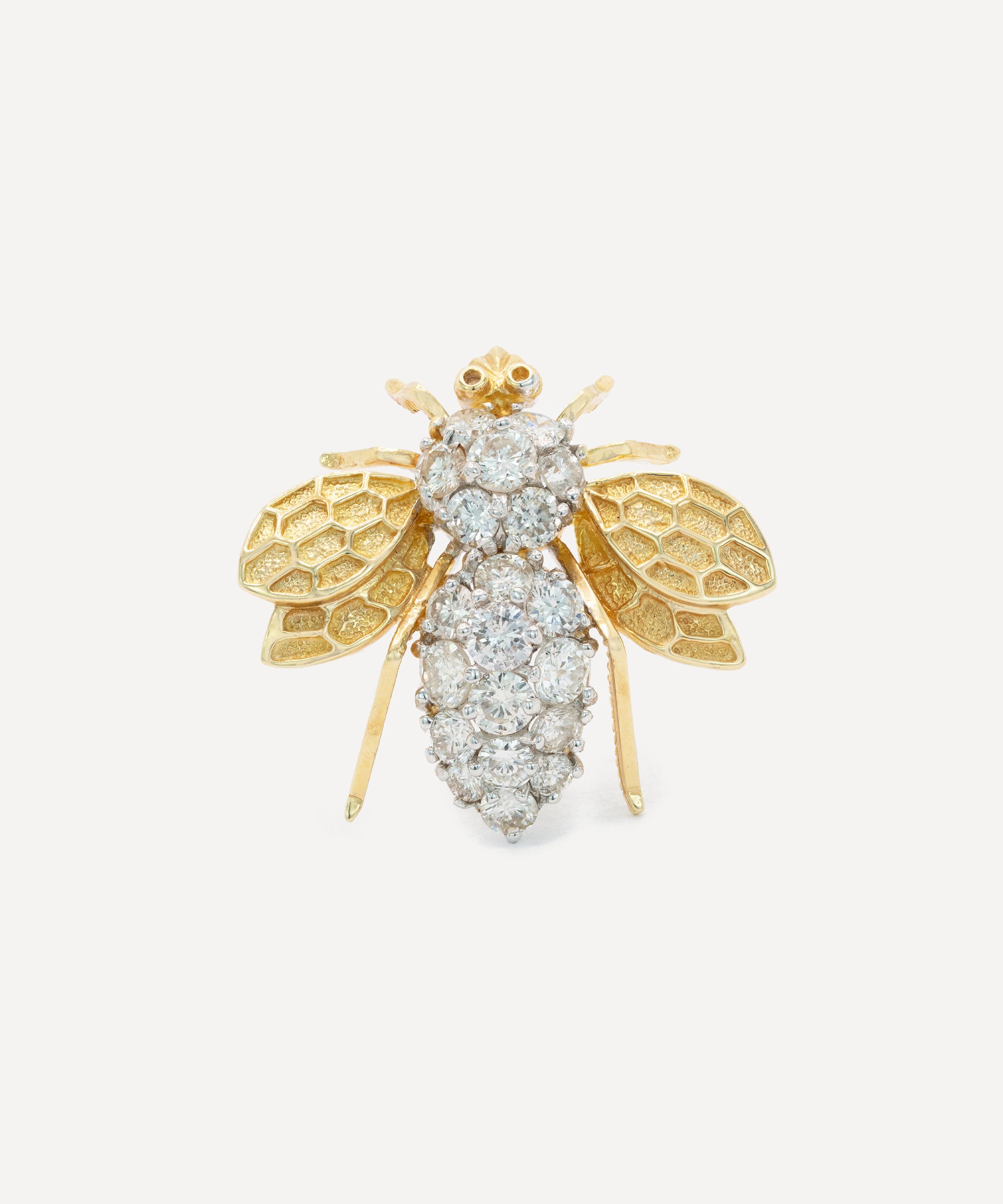 Kojis - 14ct Gold Diamond Bee Brooch image number 0