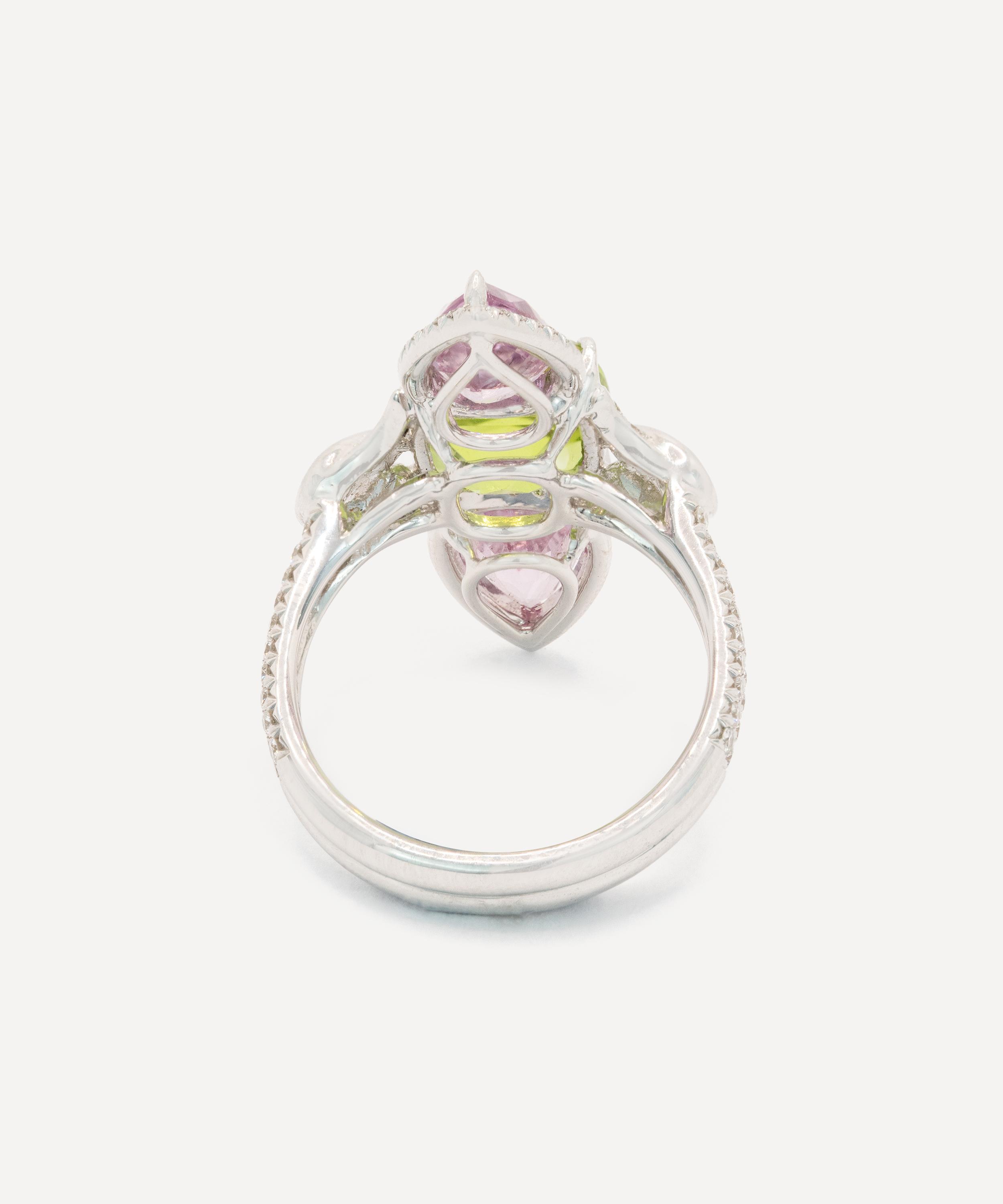 Kojis - 18ct White Gold Peridot Pink Spinel and Diamond Ring image number 2