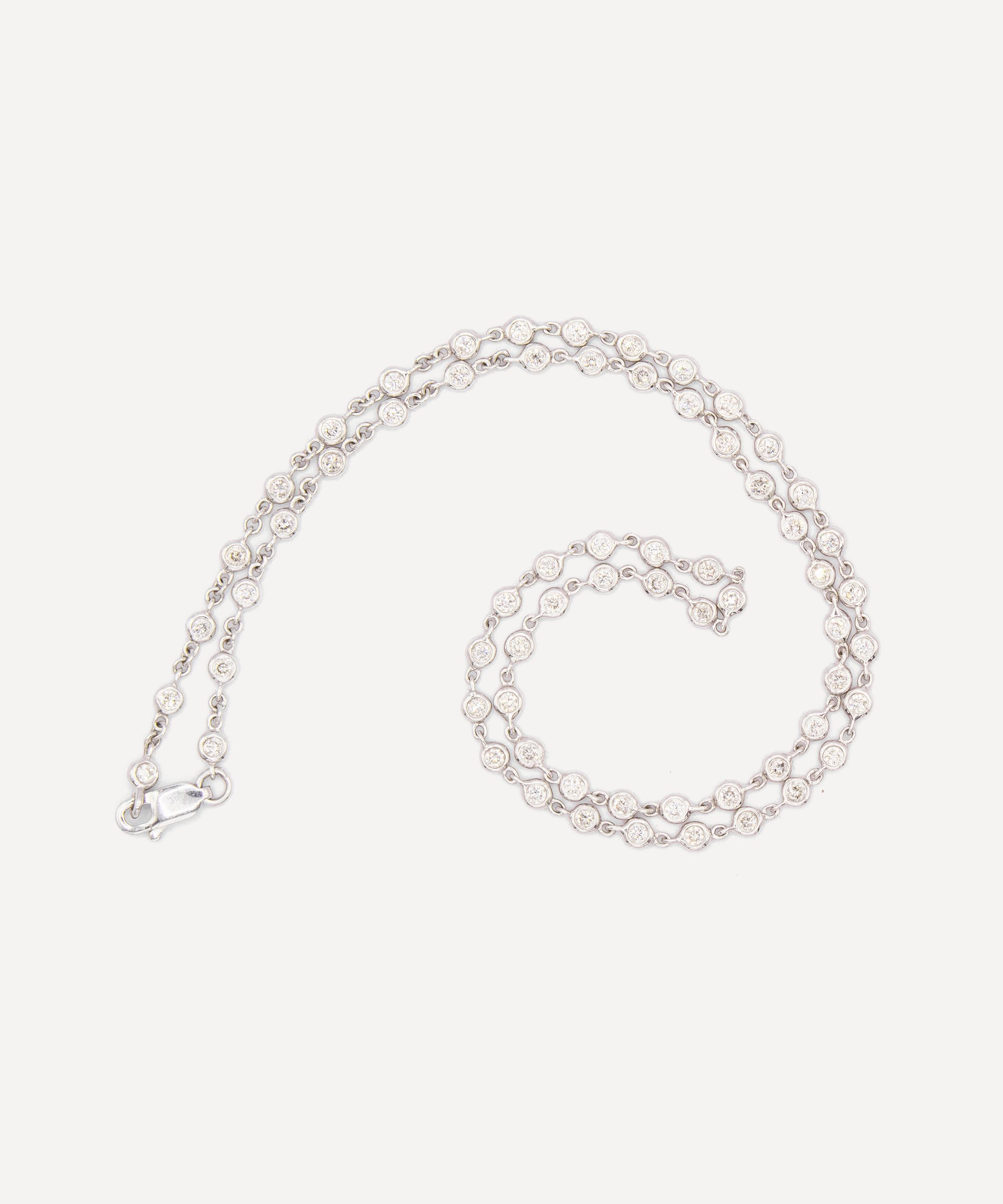 Kojis - 18ct White Gold Diamond Station Necklace image number 1