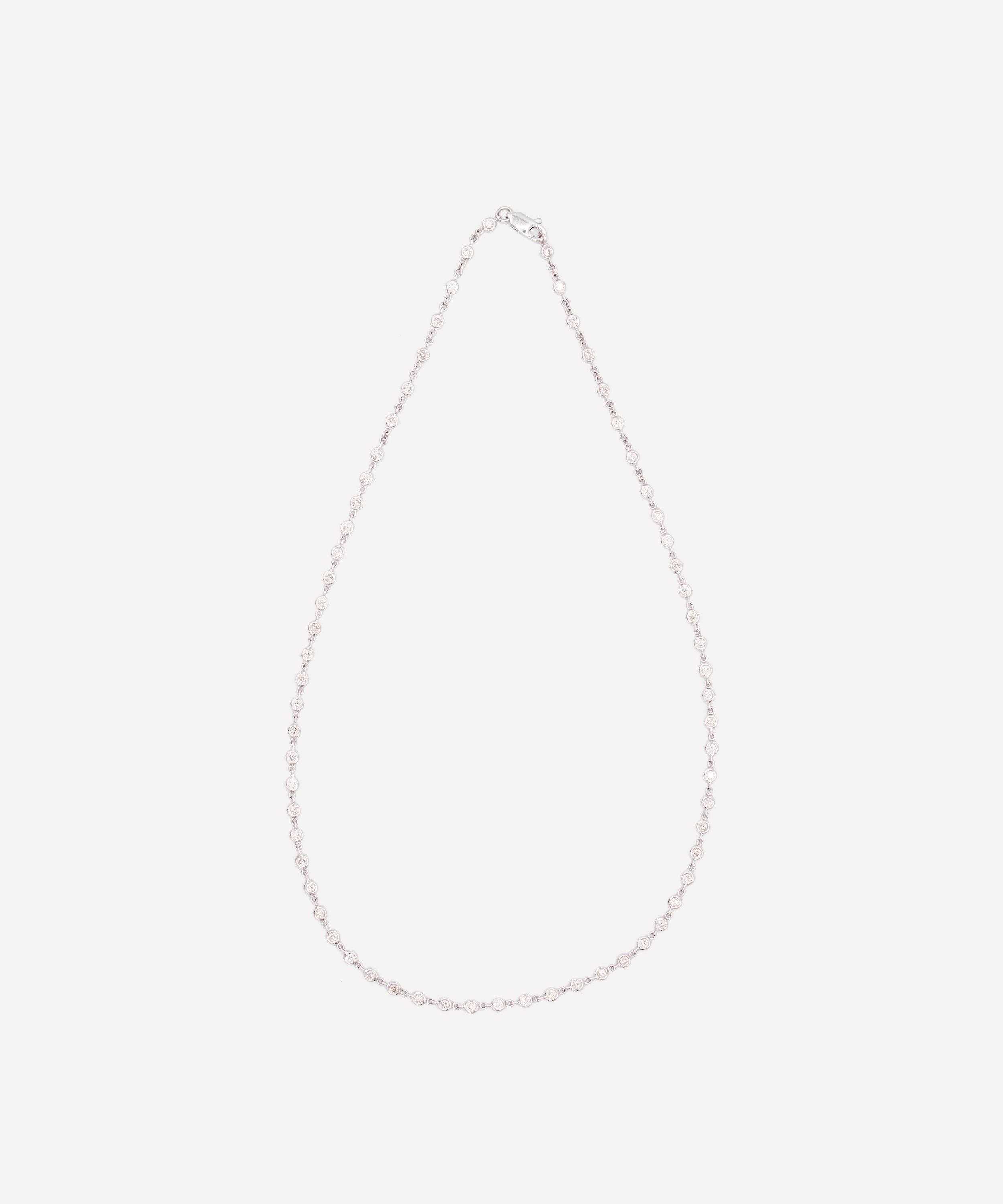 Kojis - 18ct White Gold Diamond Station Necklace image number 2