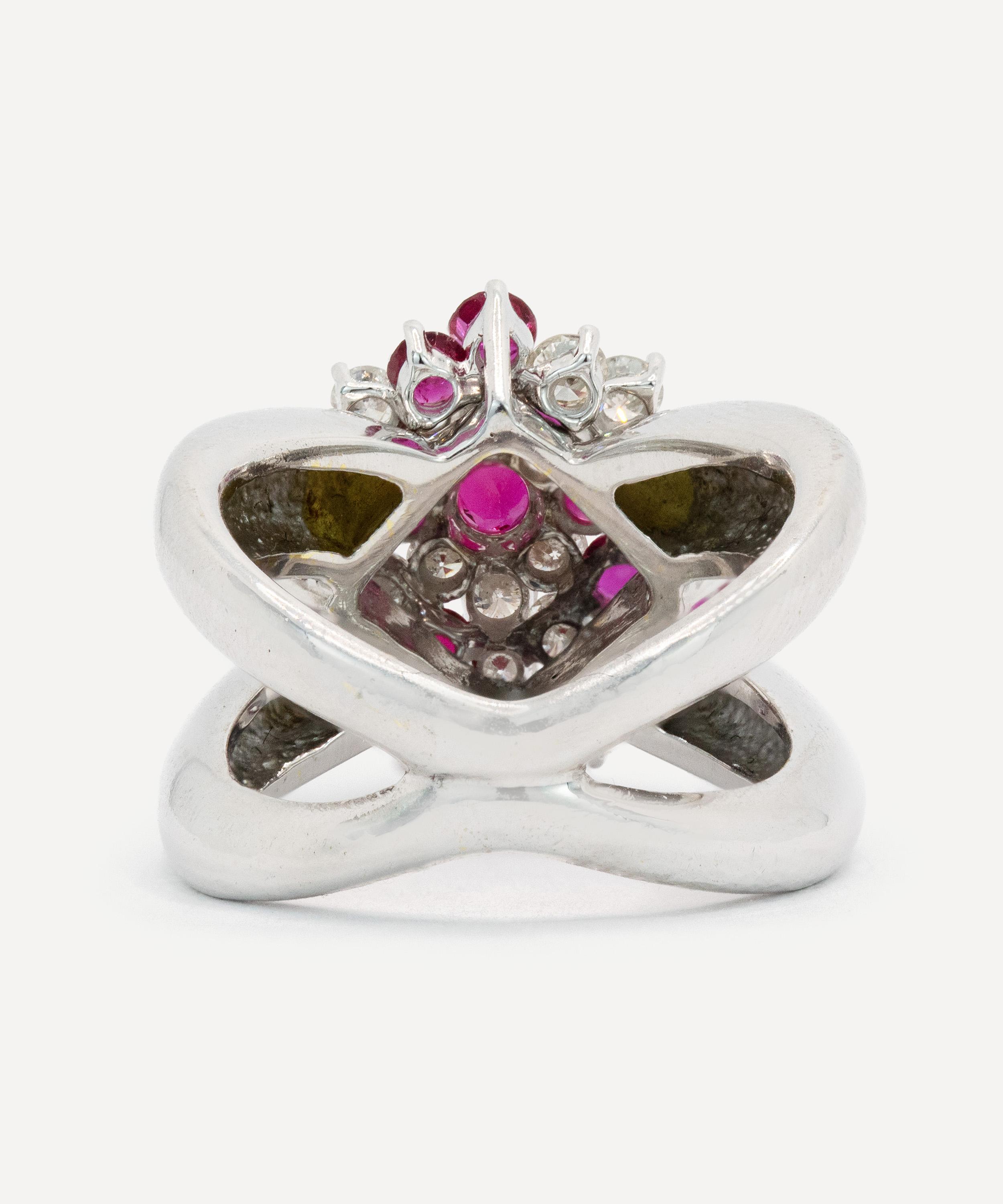 Kojis - 14ct White Gold Ruby and Diamond Cluster Ring image number 2