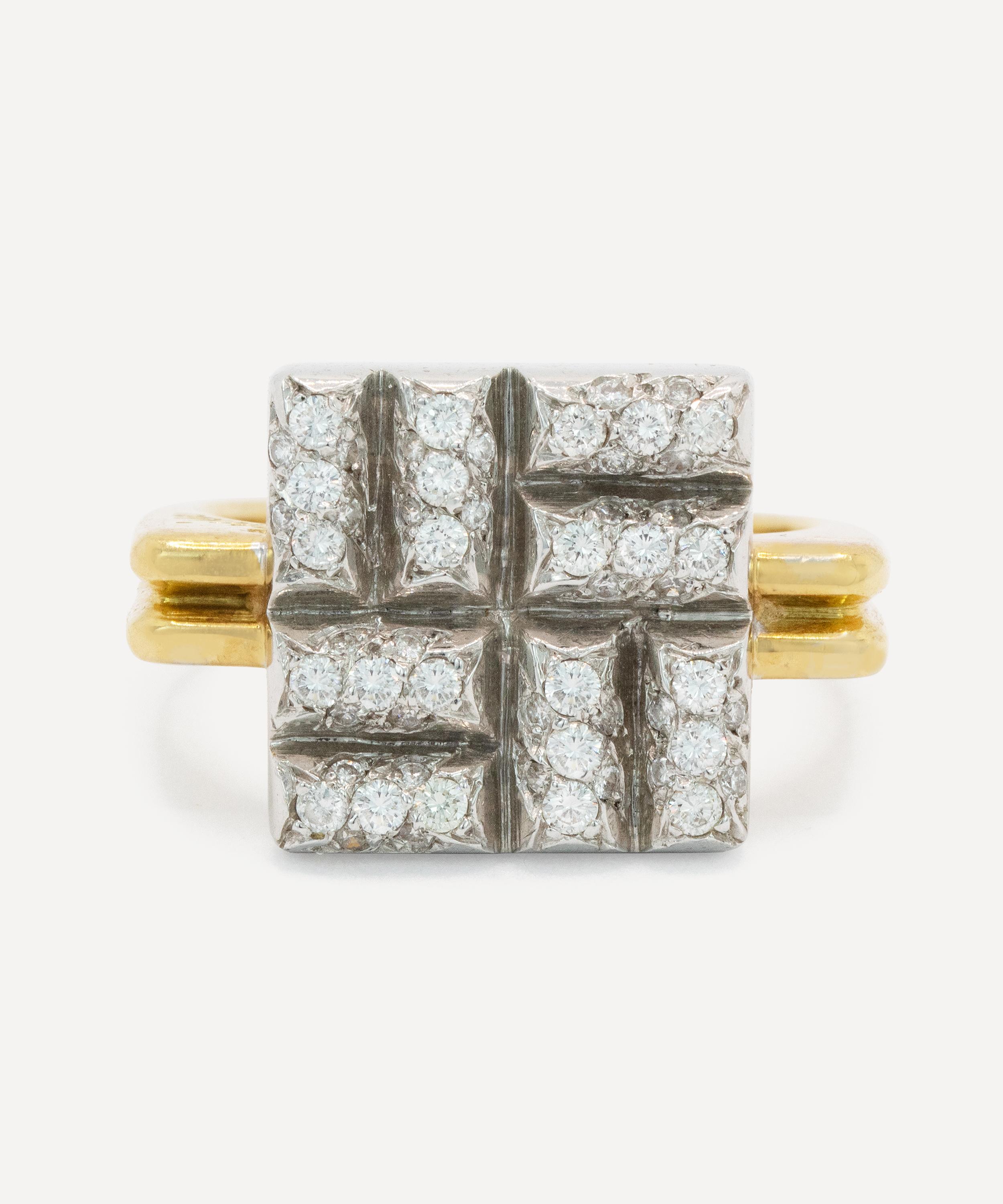 Kojis - 18ct White Gold French Diamond Square Cluster Ring image number 0