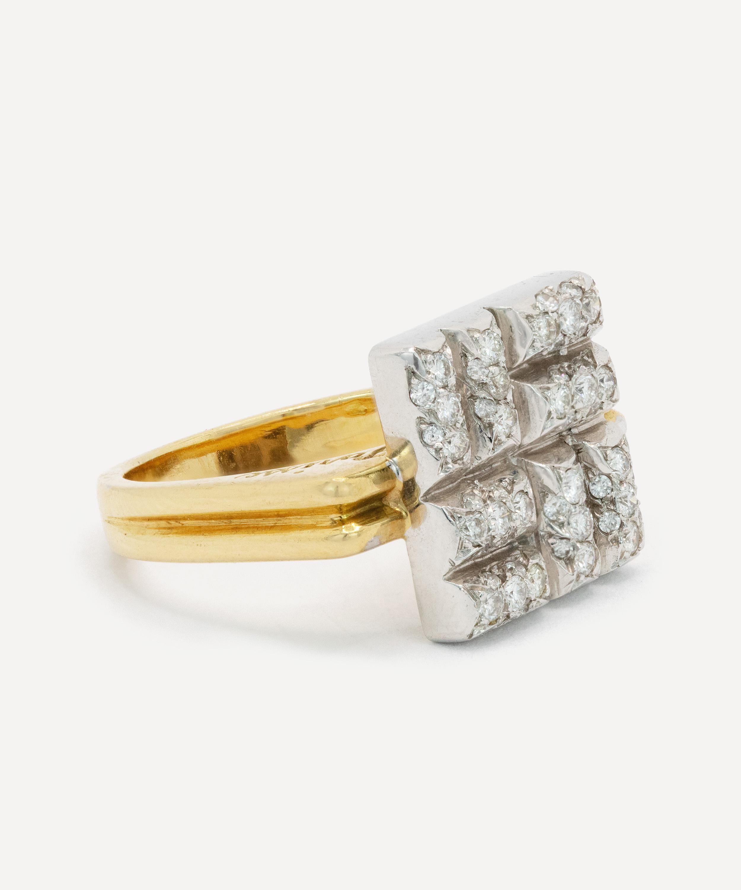 Kojis - 18ct White Gold French Diamond Square Cluster Ring image number 1