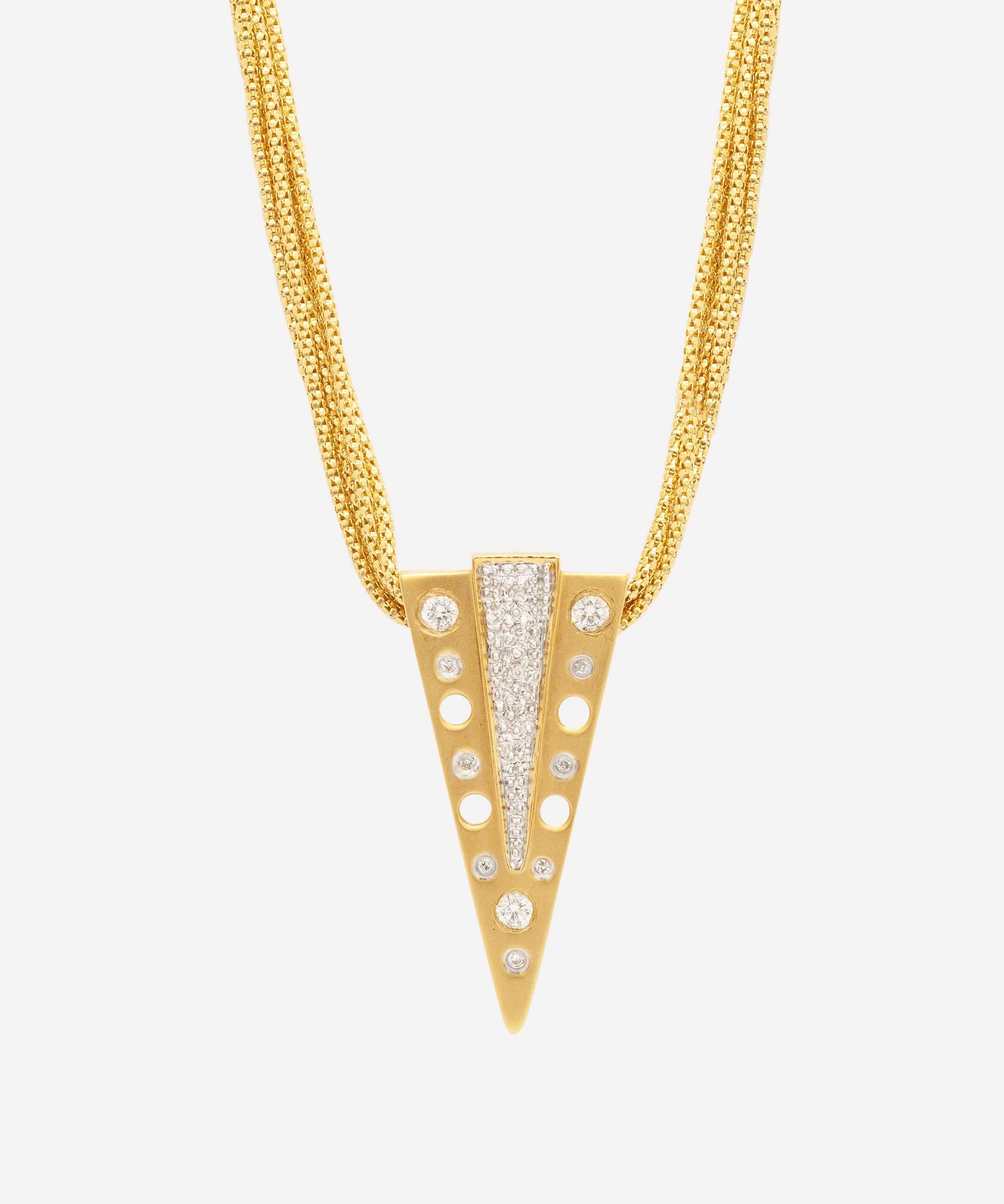 Kojis - 14ct Gold Mid-Century Abstract Diamond Pendant Necklace image number 0