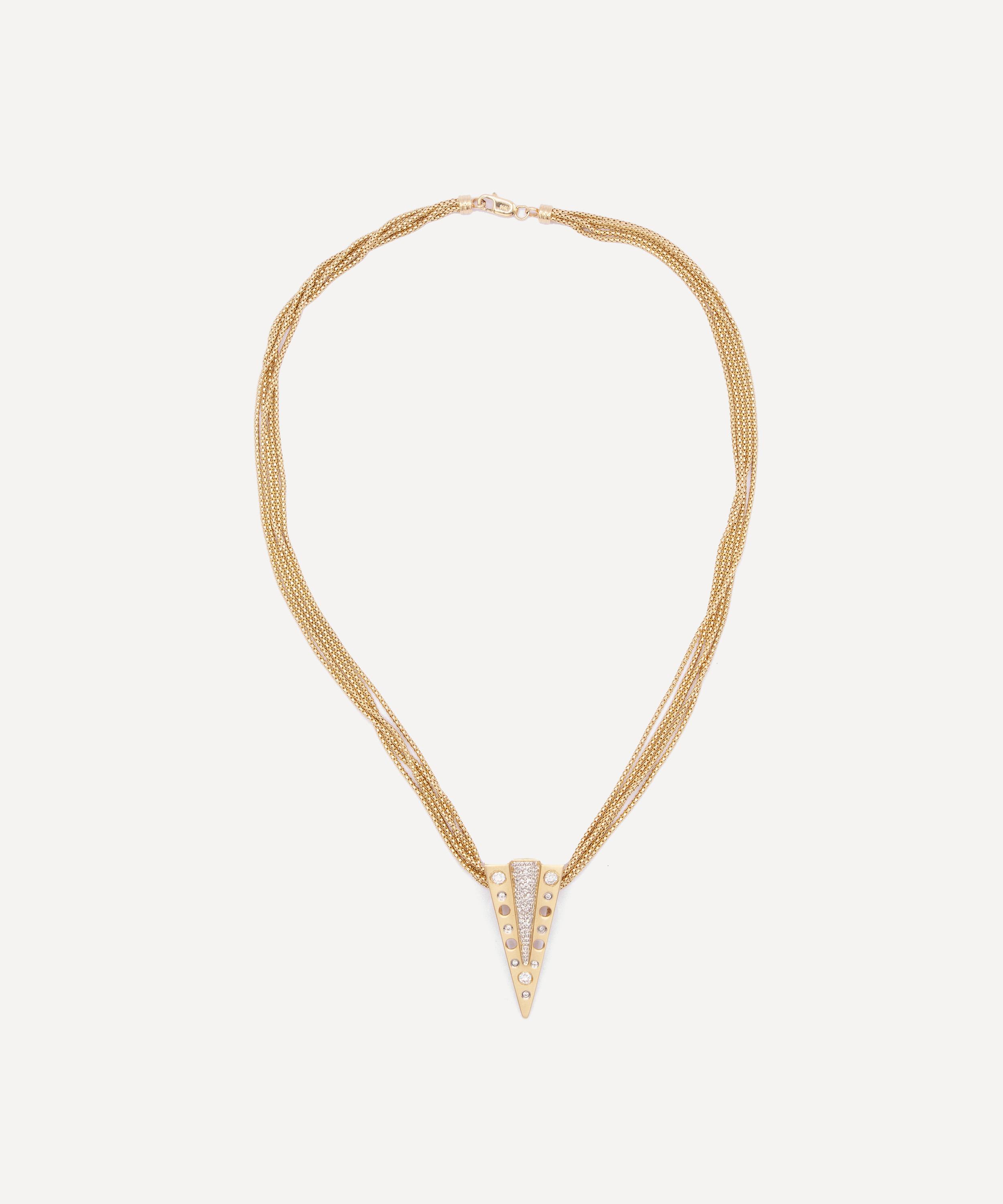 Kojis - 14ct Gold Mid-Century Abstract Diamond Pendant Necklace image number 1