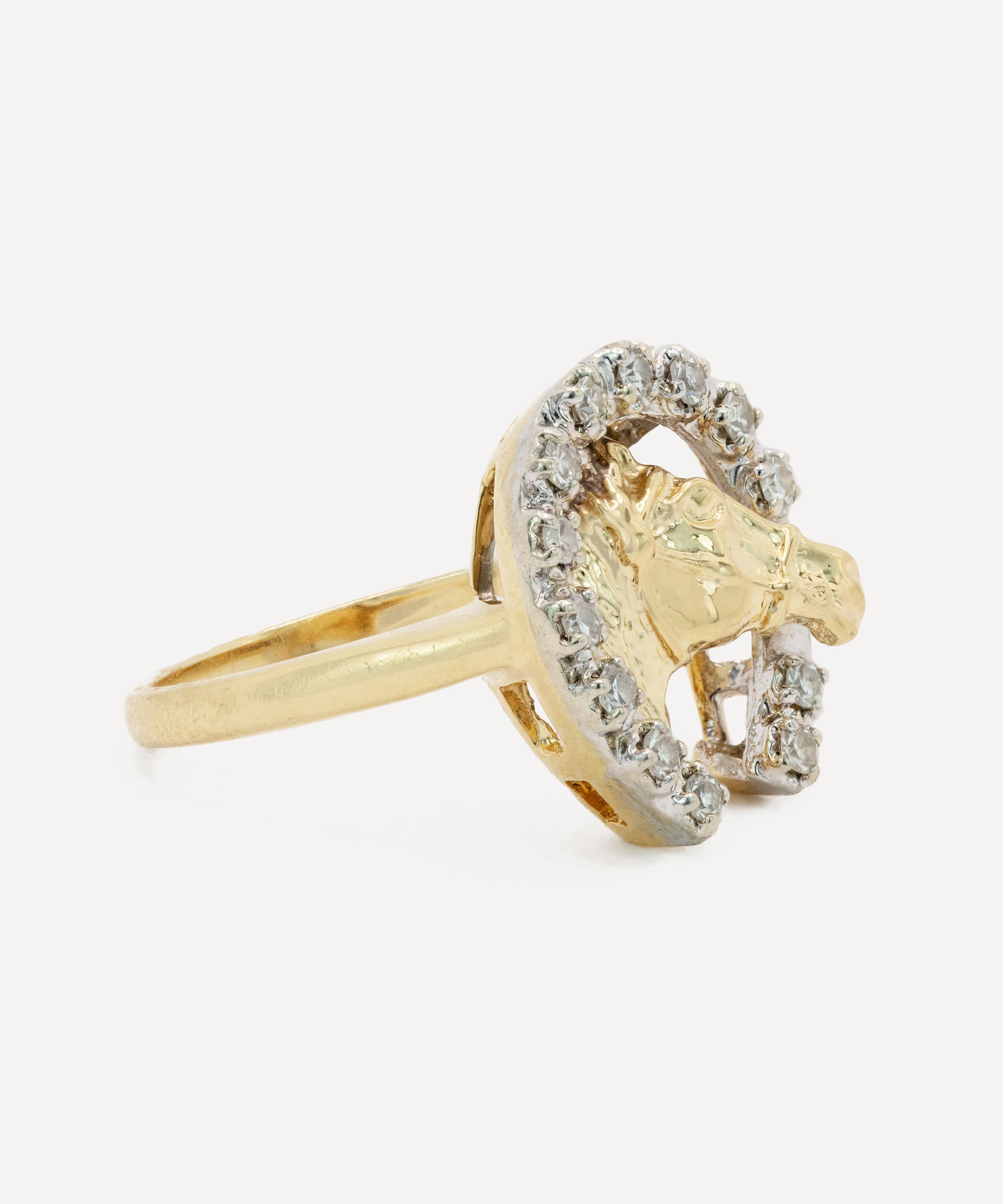 Kojis - 14ct Gold Vintage Diamond Horseshoe Ring image number 1