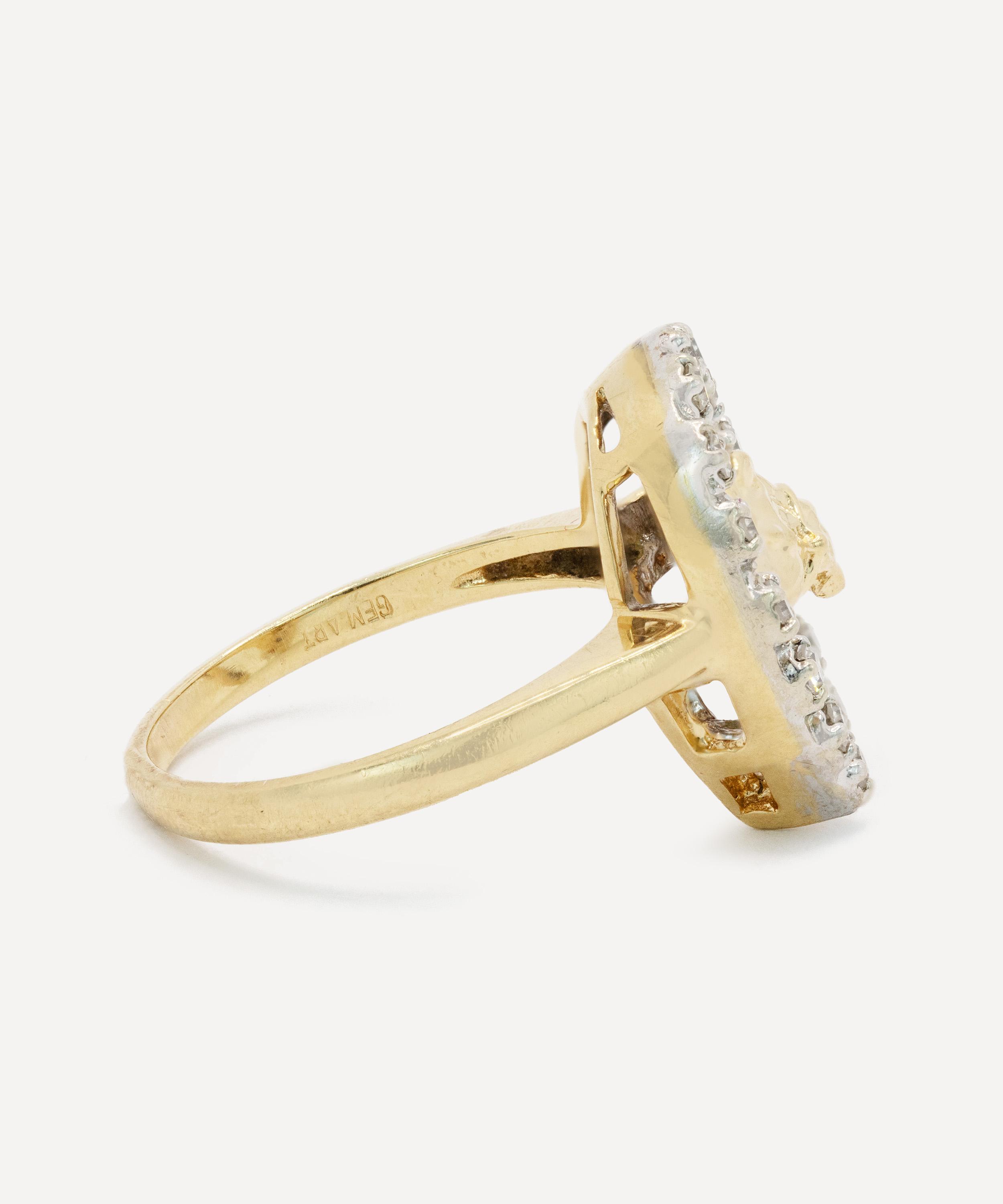 Kojis - 14ct Gold Vintage Diamond Horseshoe Ring image number 2