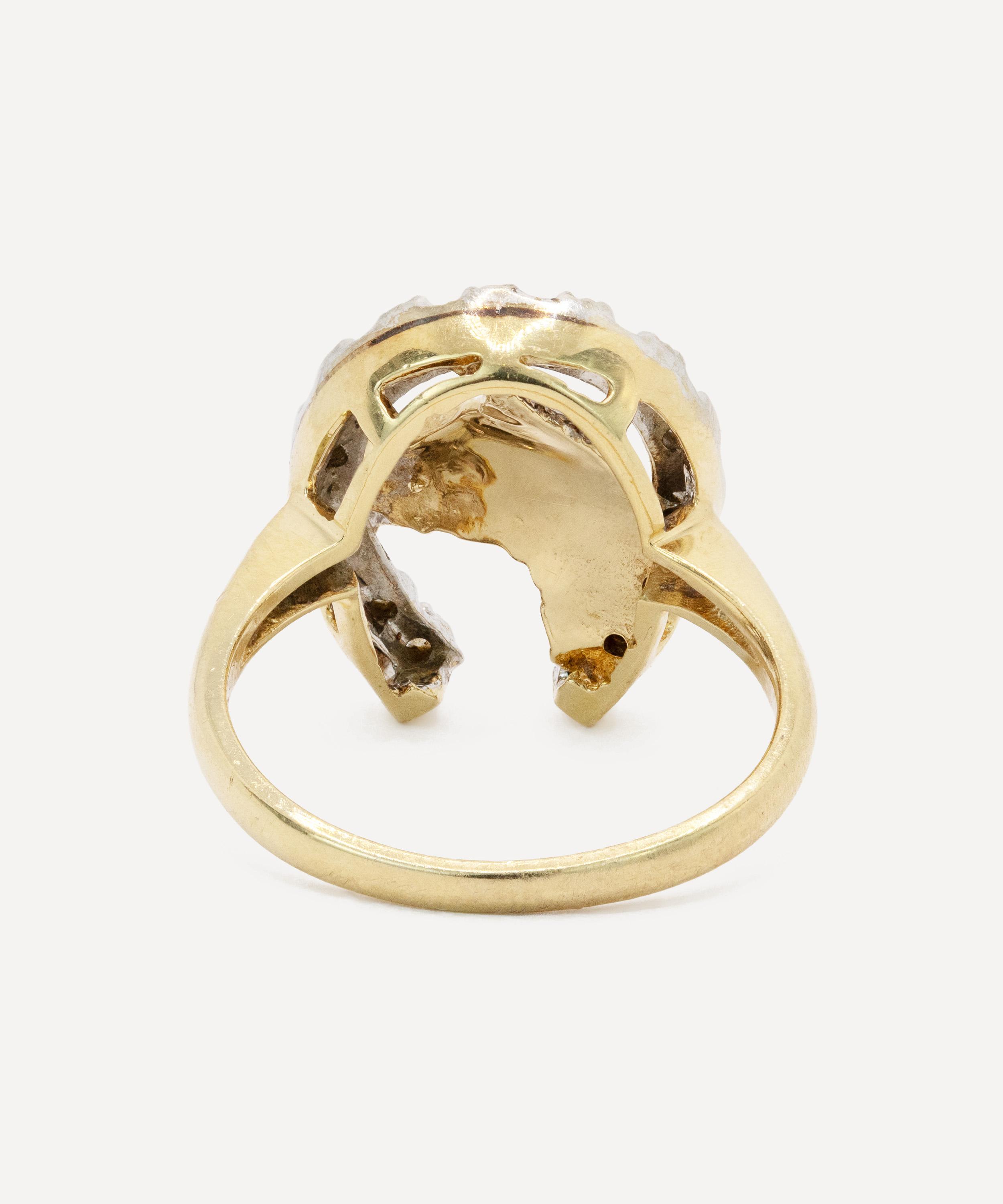 Kojis - 14ct Gold Vintage Diamond Horseshoe Ring image number 3