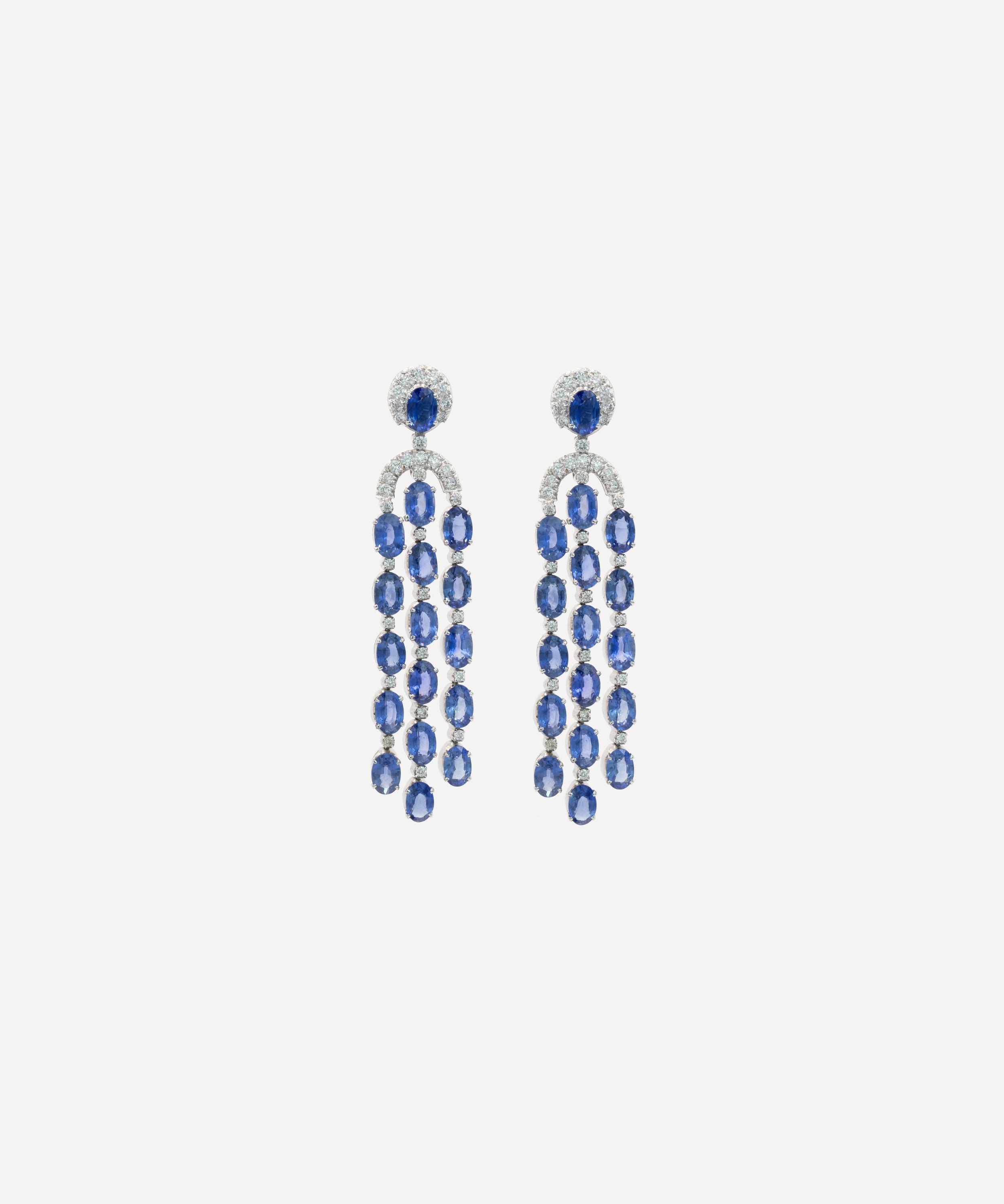 Kojis - 18ct White Gold Sapphire and Diamond Chandelier Drop Earrings image number 0