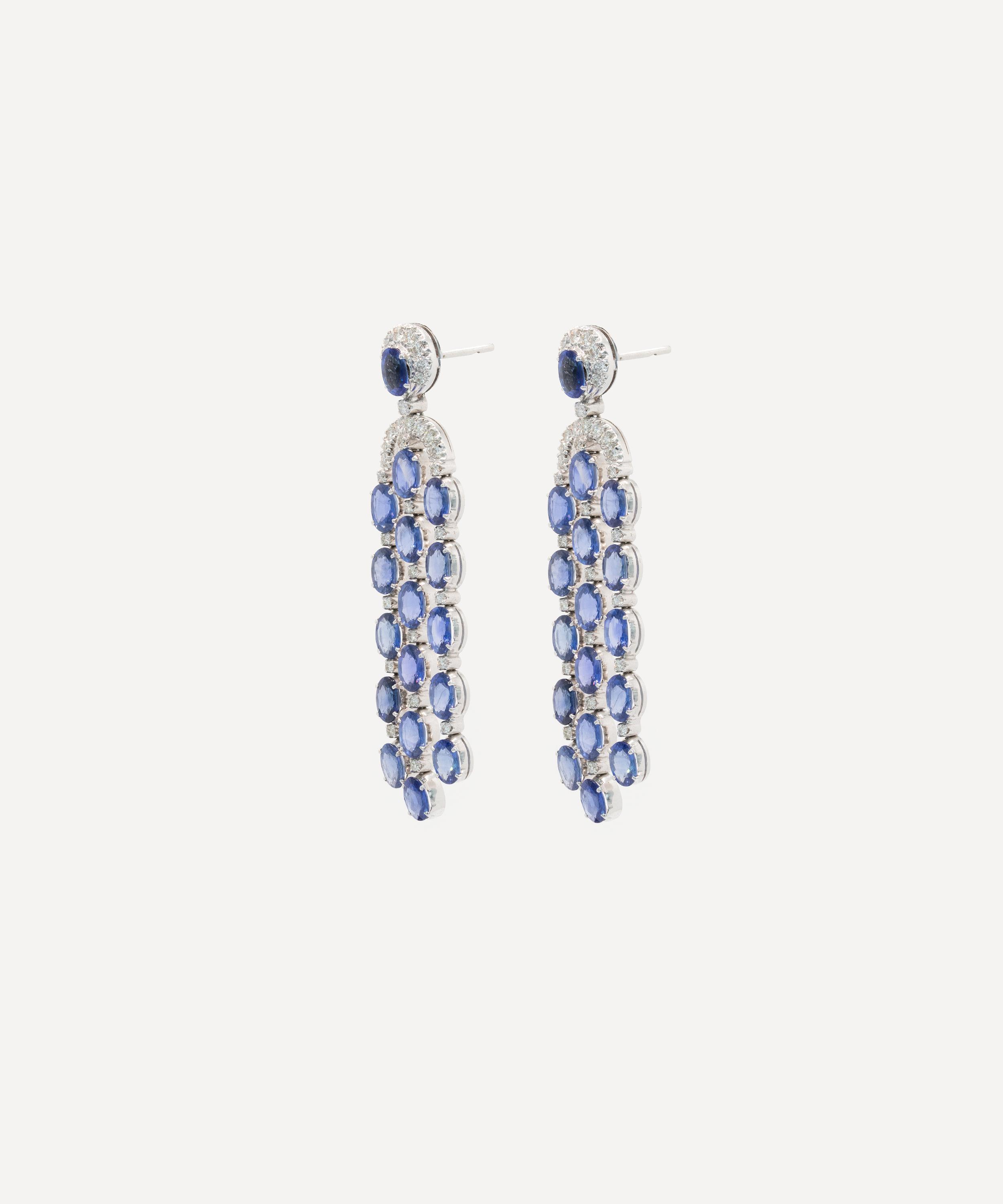 Kojis - 18ct White Gold Sapphire and Diamond Chandelier Drop Earrings image number 1
