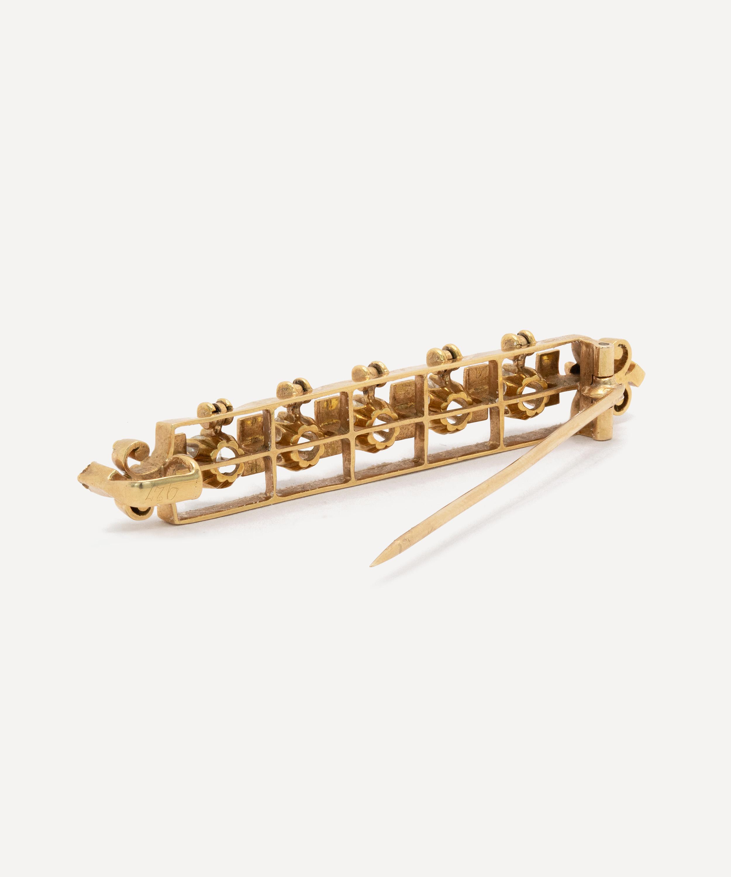 Kojis - 14ct Gold Victorian Articulated Diamond Bar Brooch image number 2