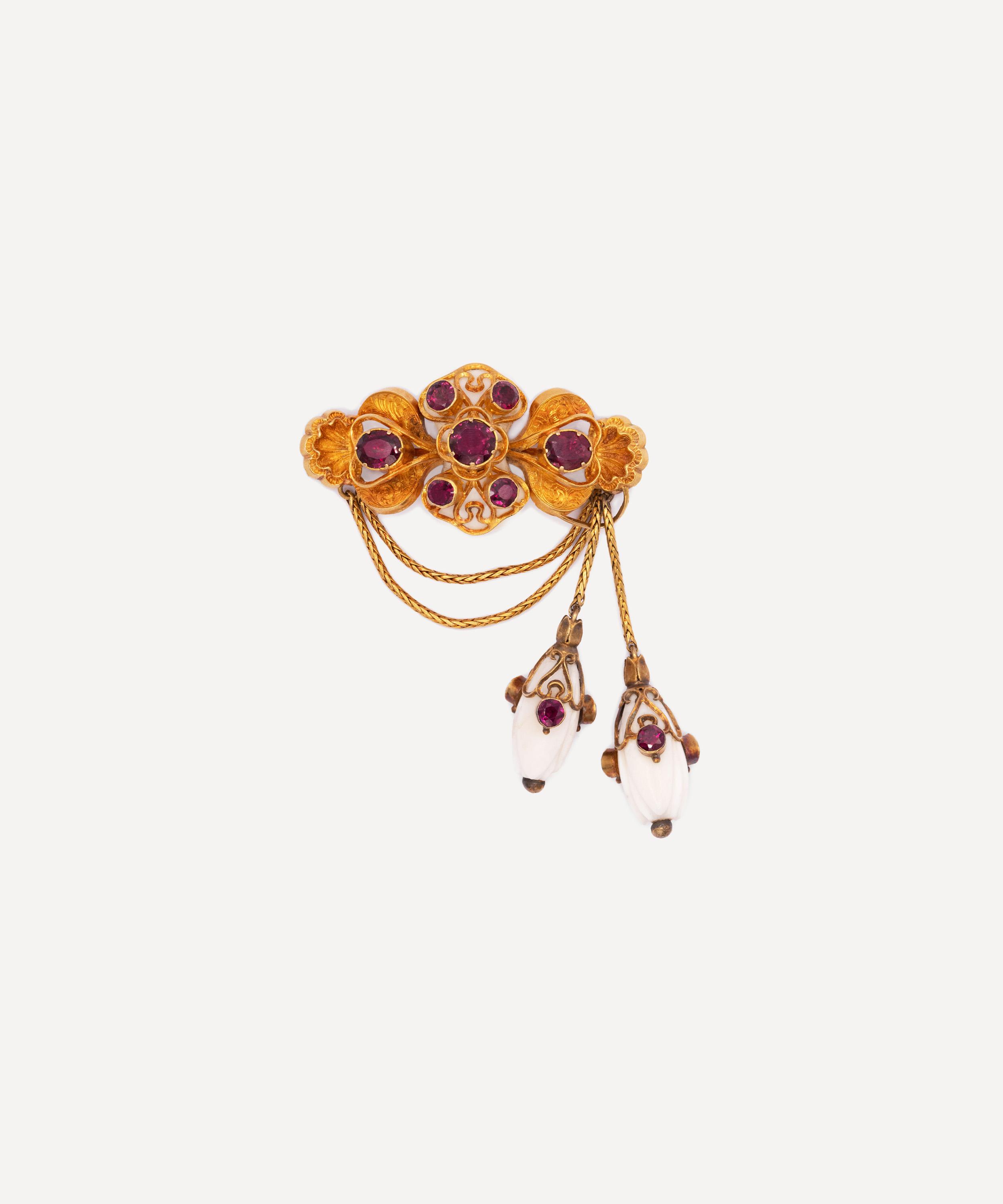 Kojis - 14ct Gold Victorian Coral and Garnet Brooch image number 0