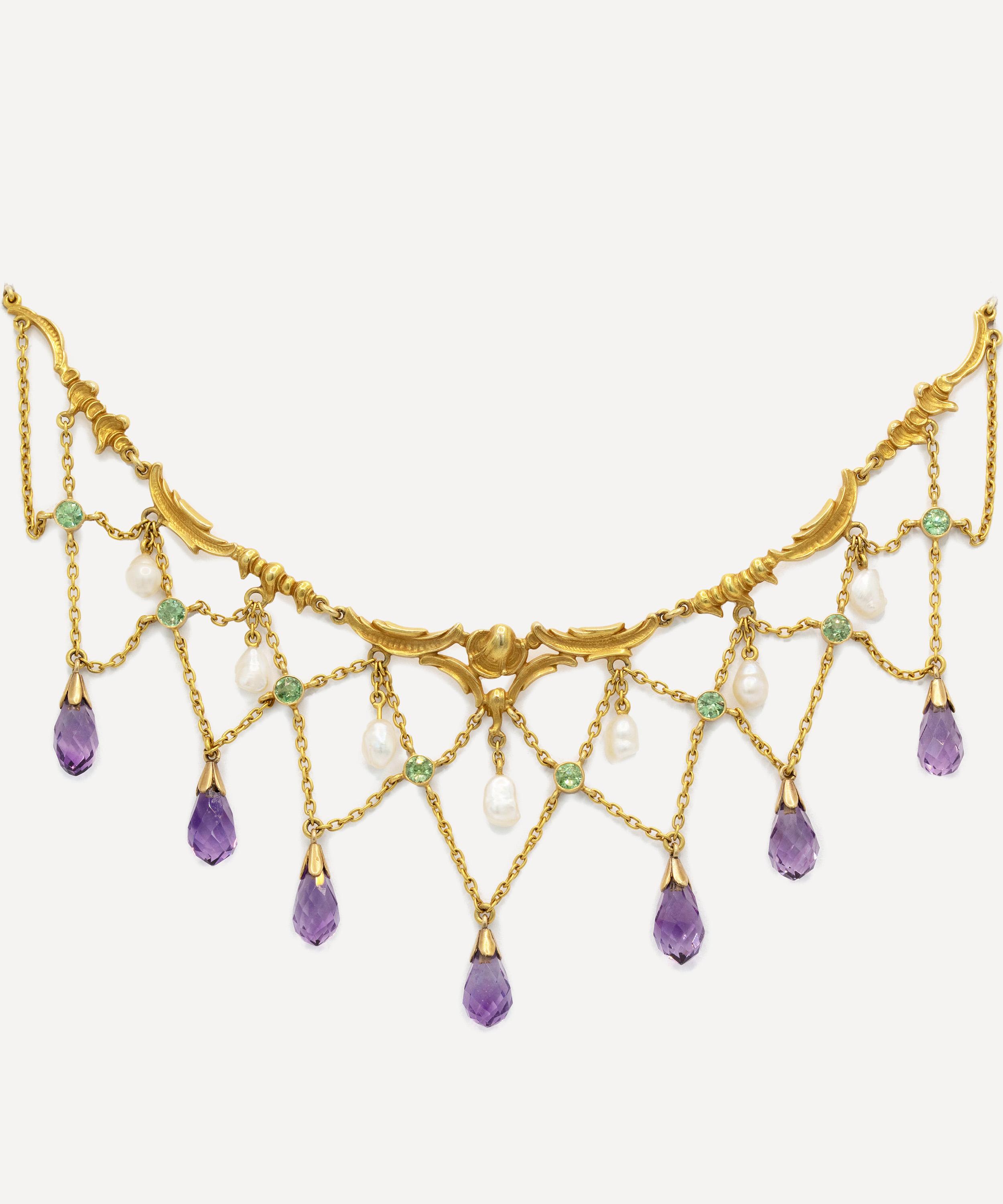 Kojis - 14ct Gold Antique Suffragette Festoon Necklace image number 1