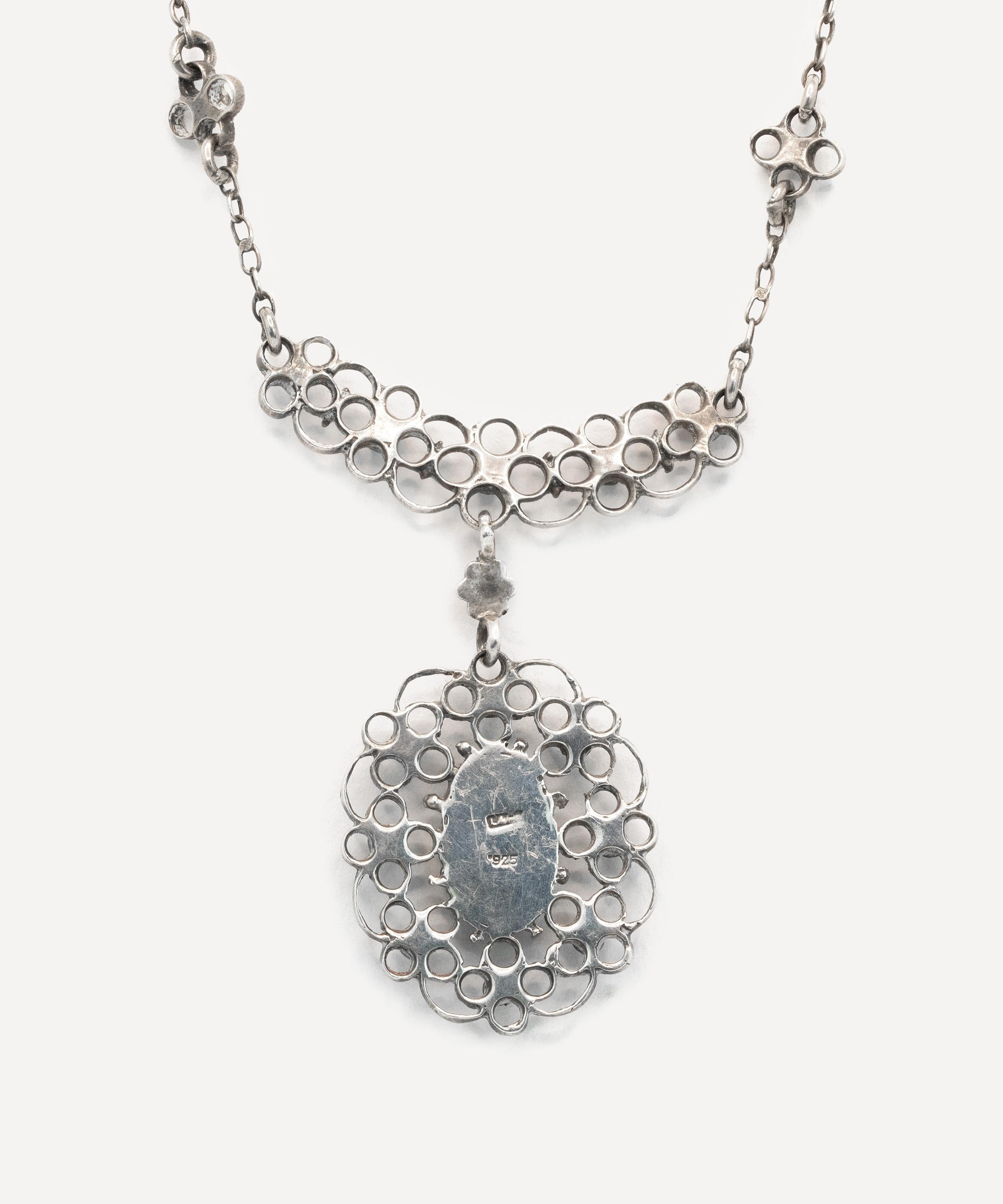 Kojis - Silver Jessie M King for Liberty Turquoise and Pearl Pendant Necklace image number 2