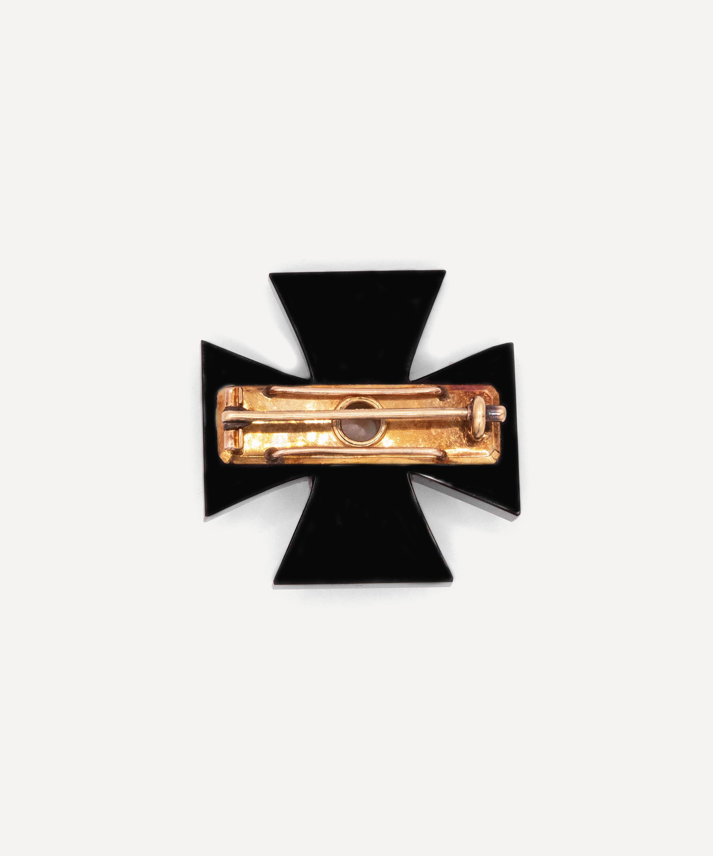 Kojis - 14ct Gold Victorian Onyx and Diamond Bar Brooch image number 2