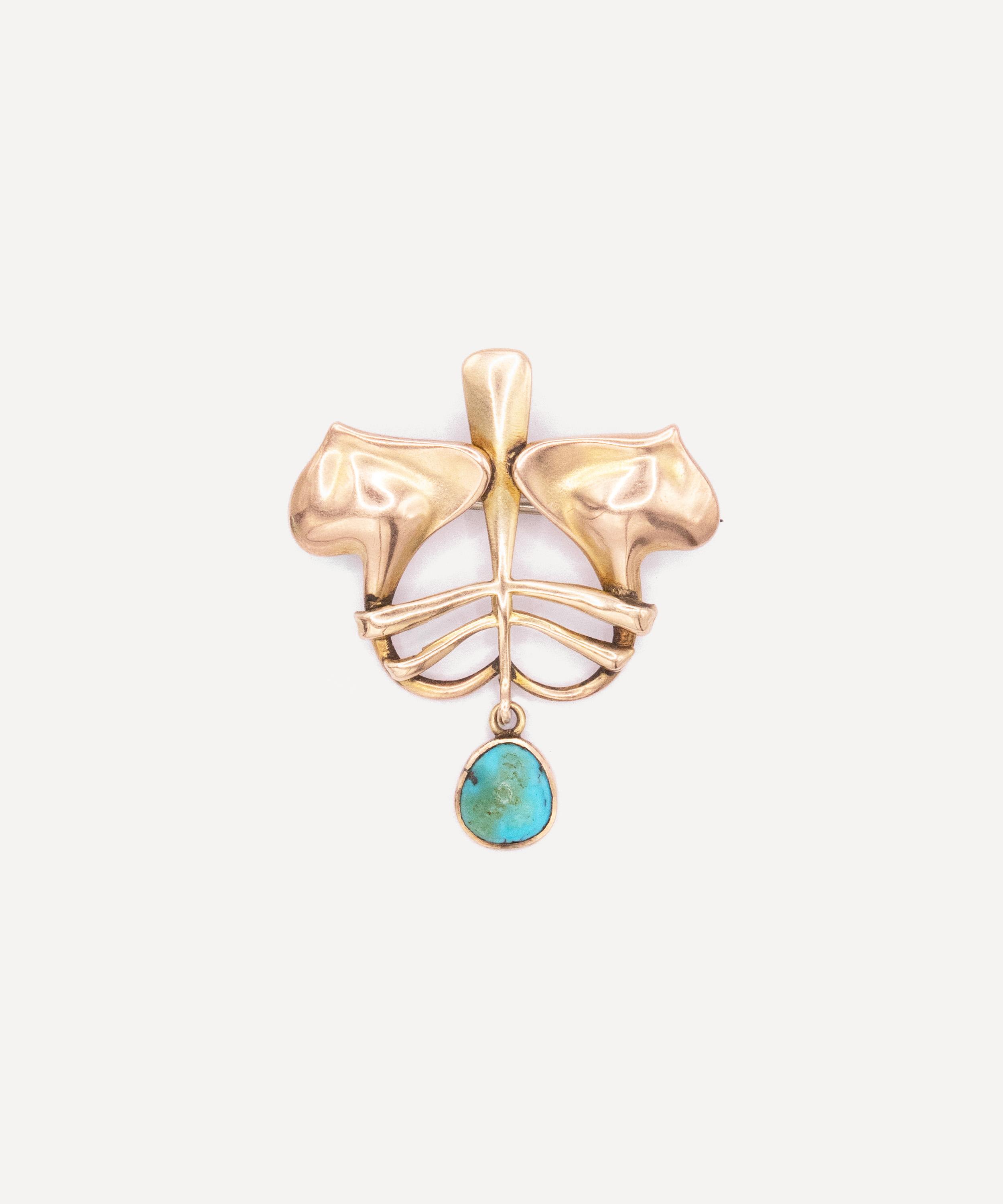 Kojis - 9ct Gold Archibold Knox for Liberty Turquoise Brooch image number 0