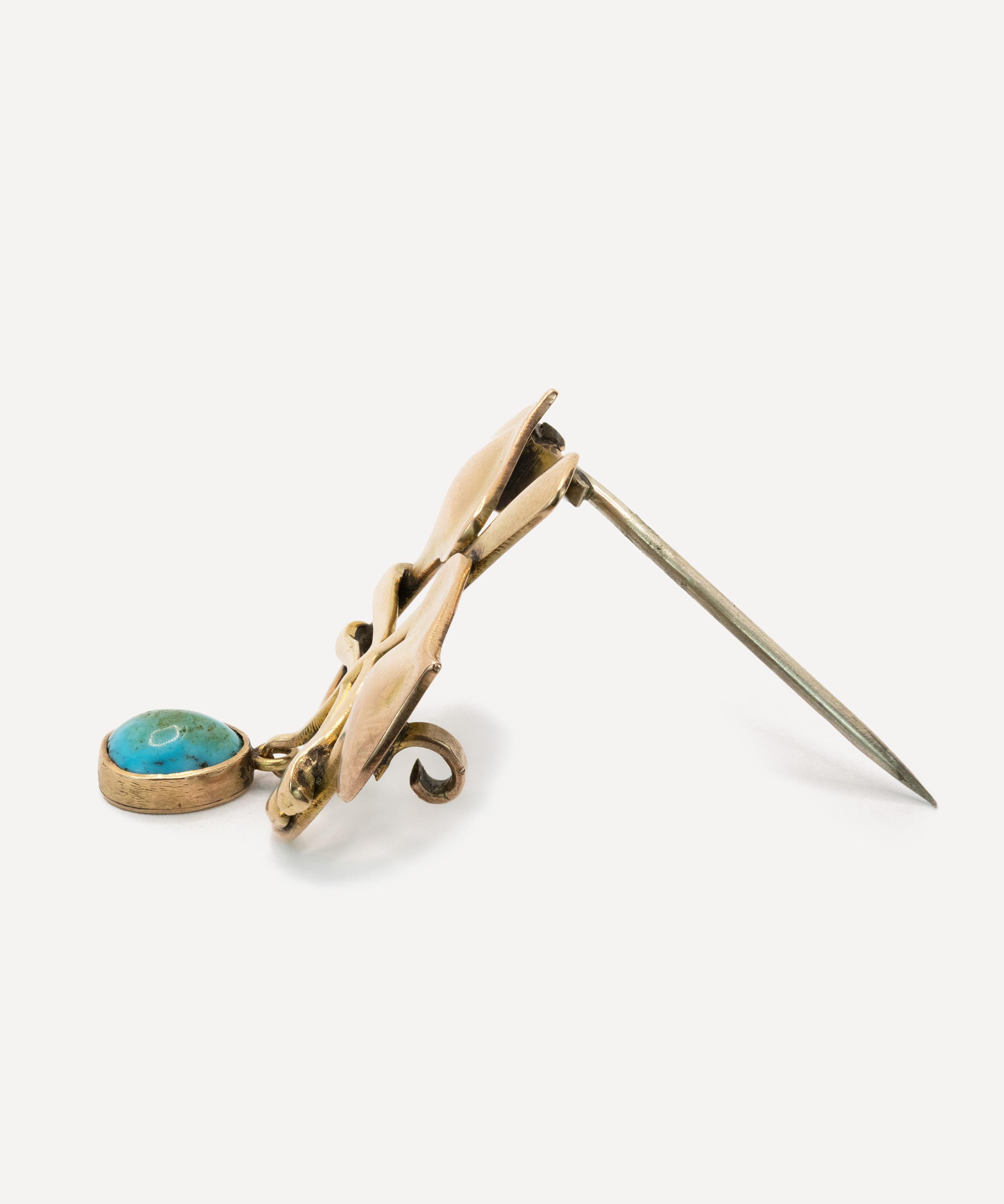 Kojis - 9ct Gold Archibold Knox for Liberty Turquoise Brooch image number 1
