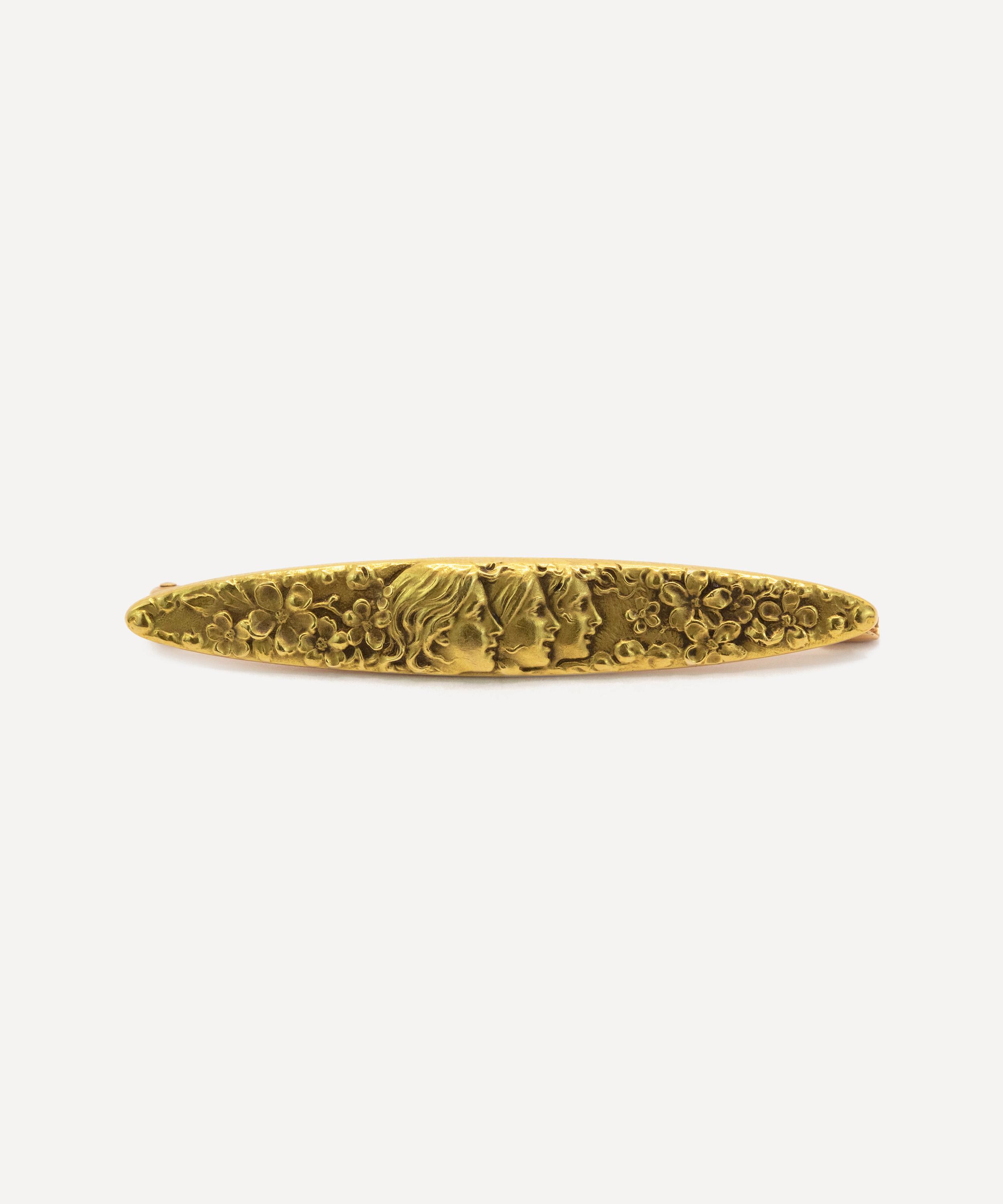 Kojis - 14ct Gold Art Nouveau Flower Bar Brooch