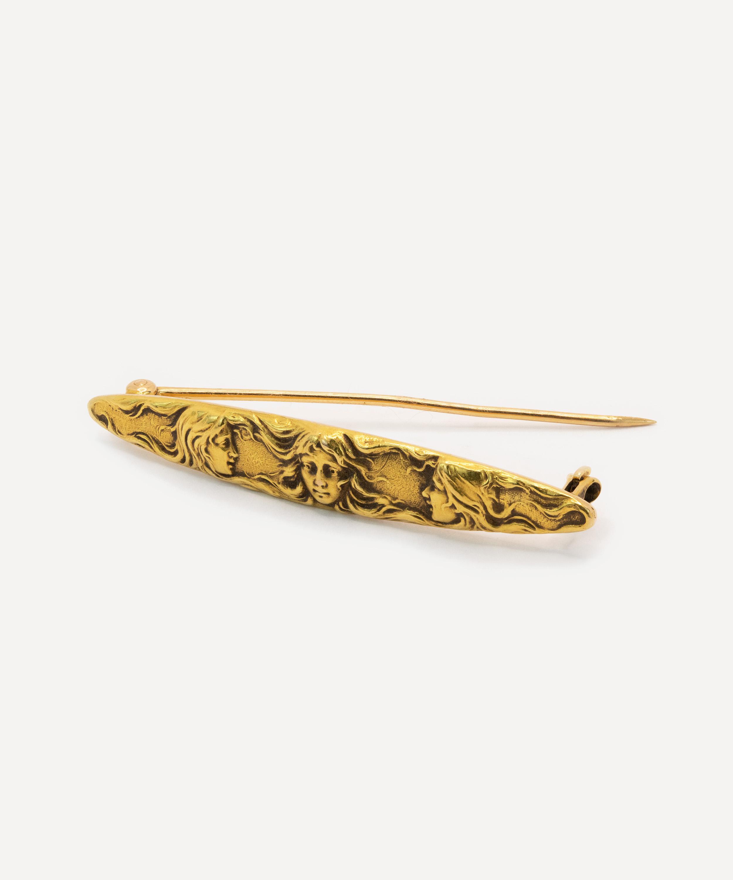 Kojis - 14ct Gold Art Nouveau Siren Bar Brooch image number 1
