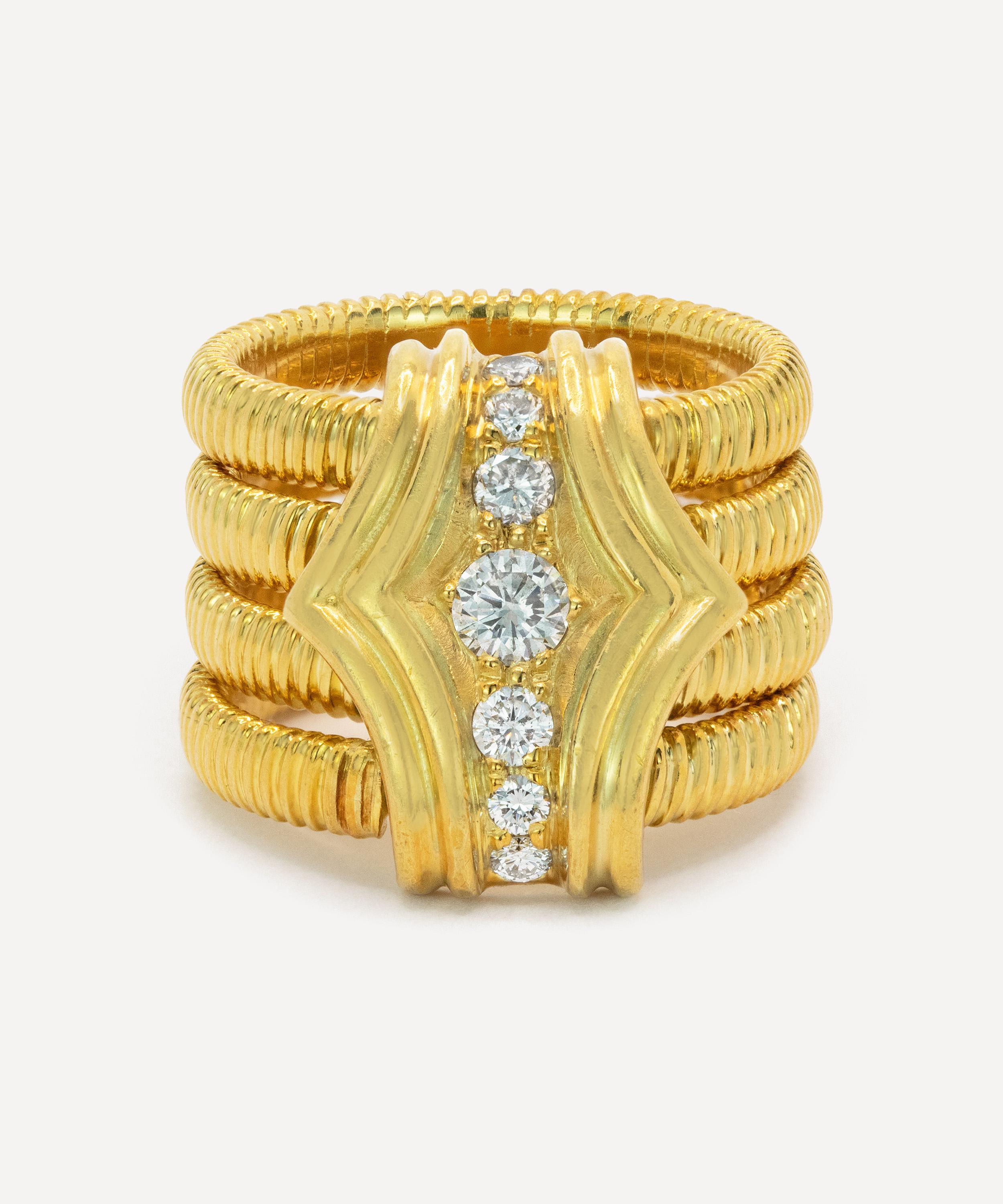 Kojis - 18ct Gold Multi Row Diamond Ring image number 0