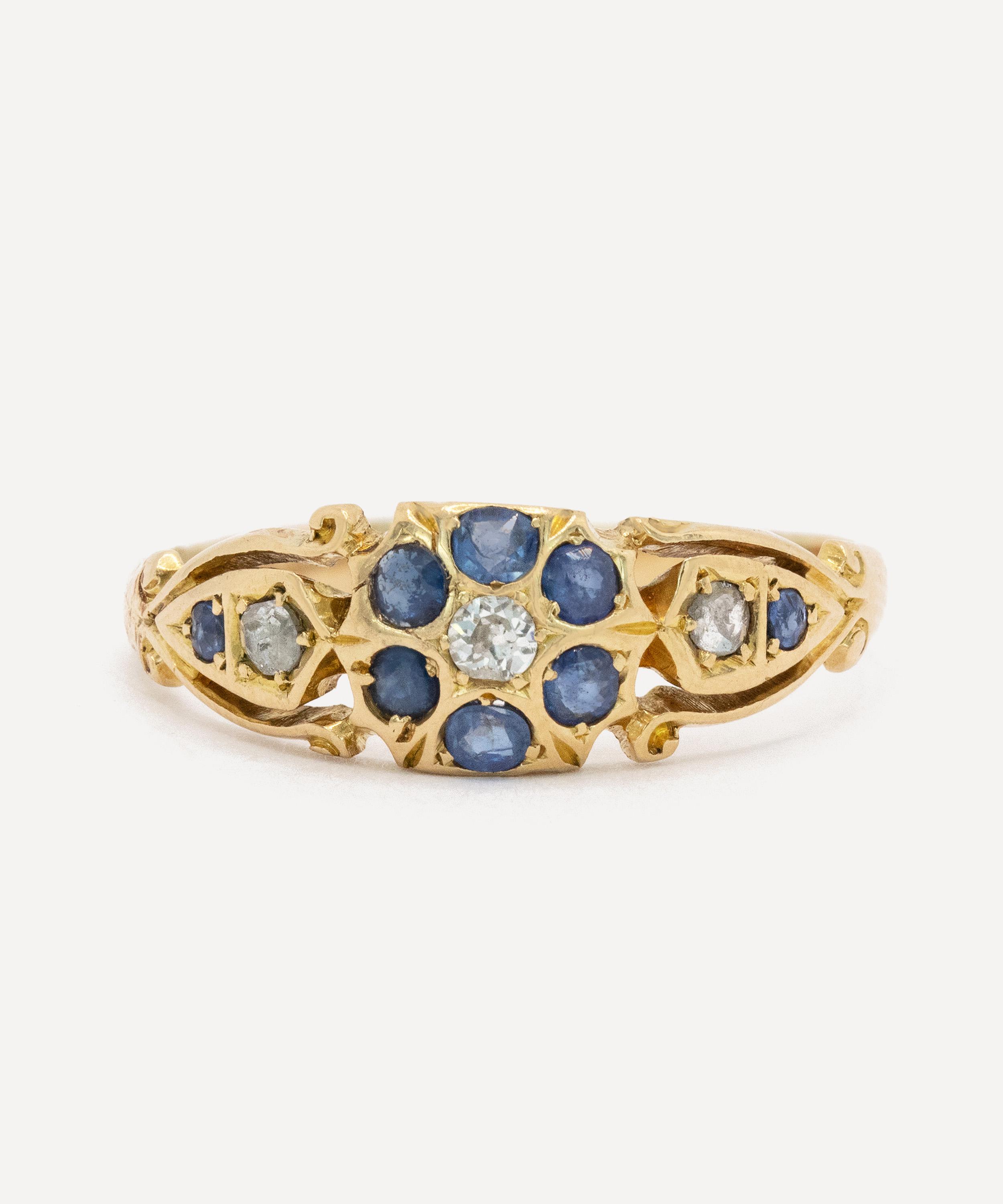 Kojis - 18ct Gold Antique Sapphire and Diamond Cluster Ring image number 0