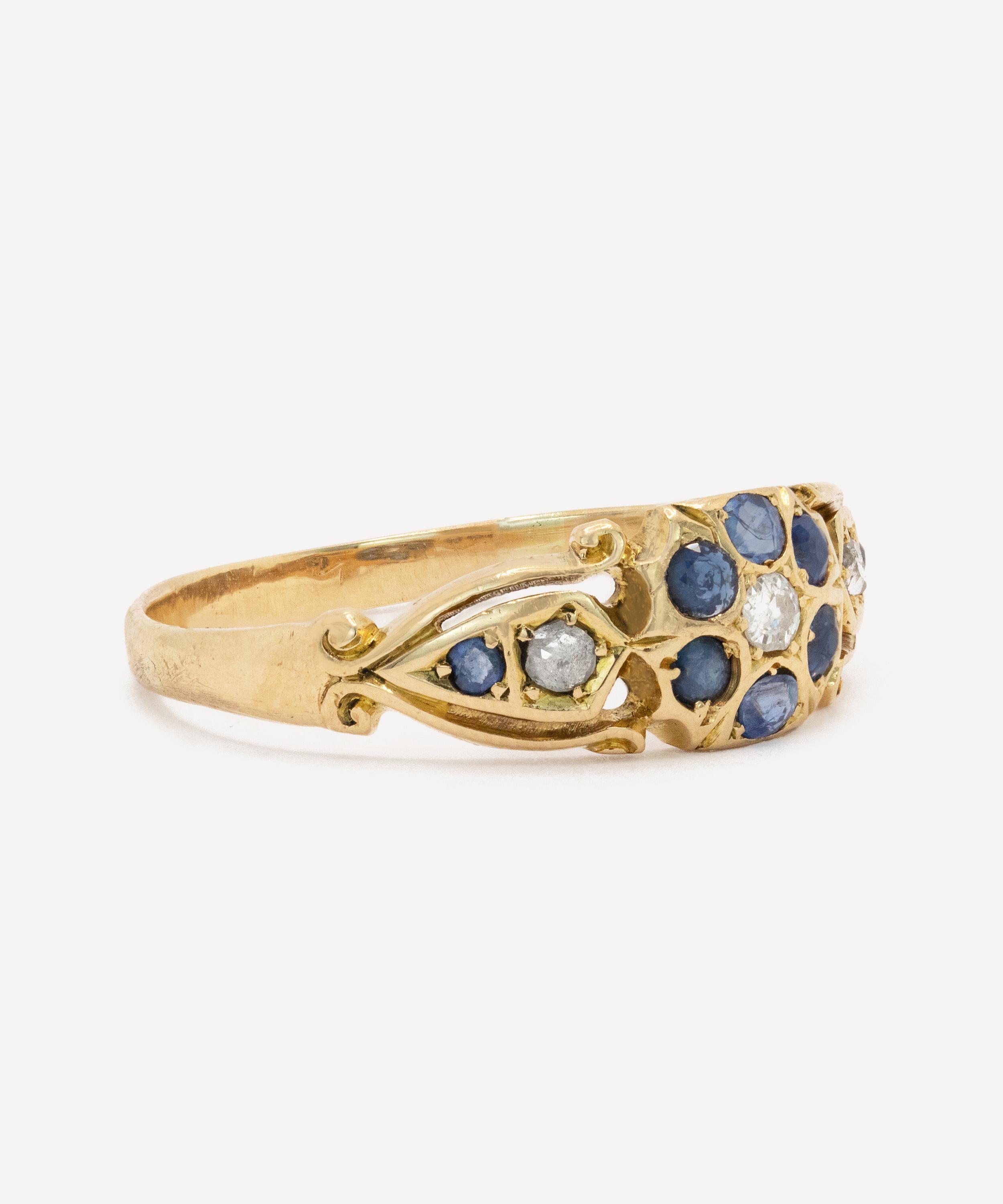Kojis - 18ct Gold Antique Sapphire and Diamond Cluster Ring image number 1