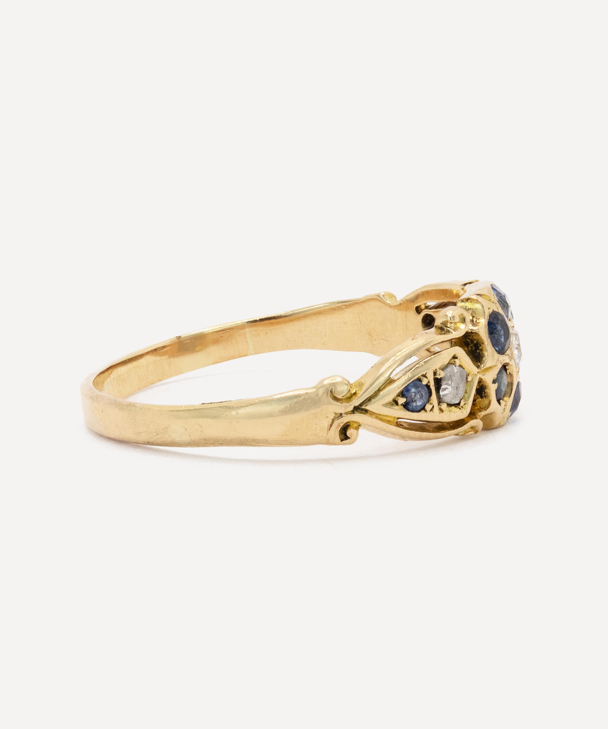 Kojis - 18ct Gold Antique Sapphire and Diamond Cluster Ring image number 2