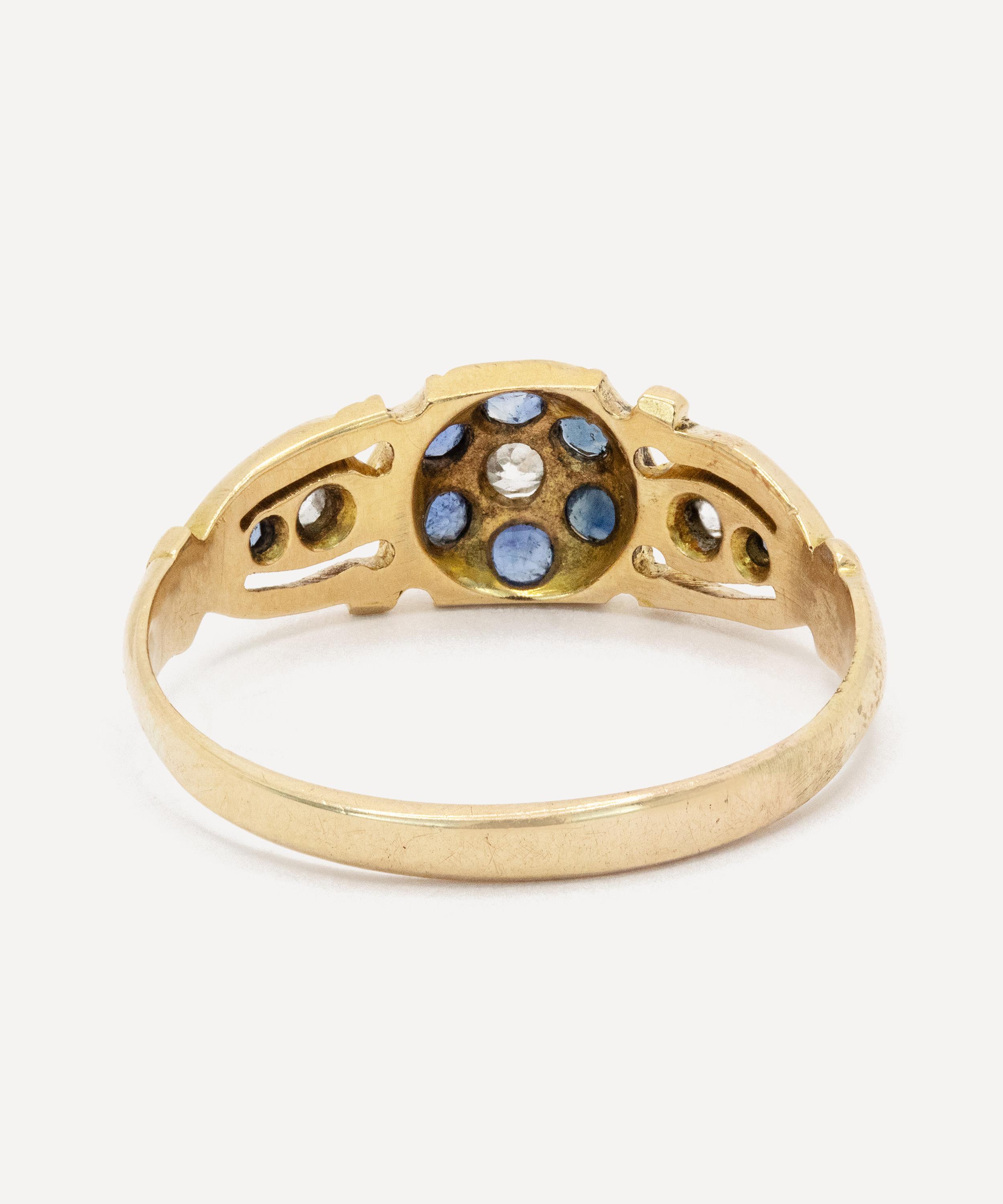 Kojis - 18ct Gold Antique Sapphire and Diamond Cluster Ring image number 3